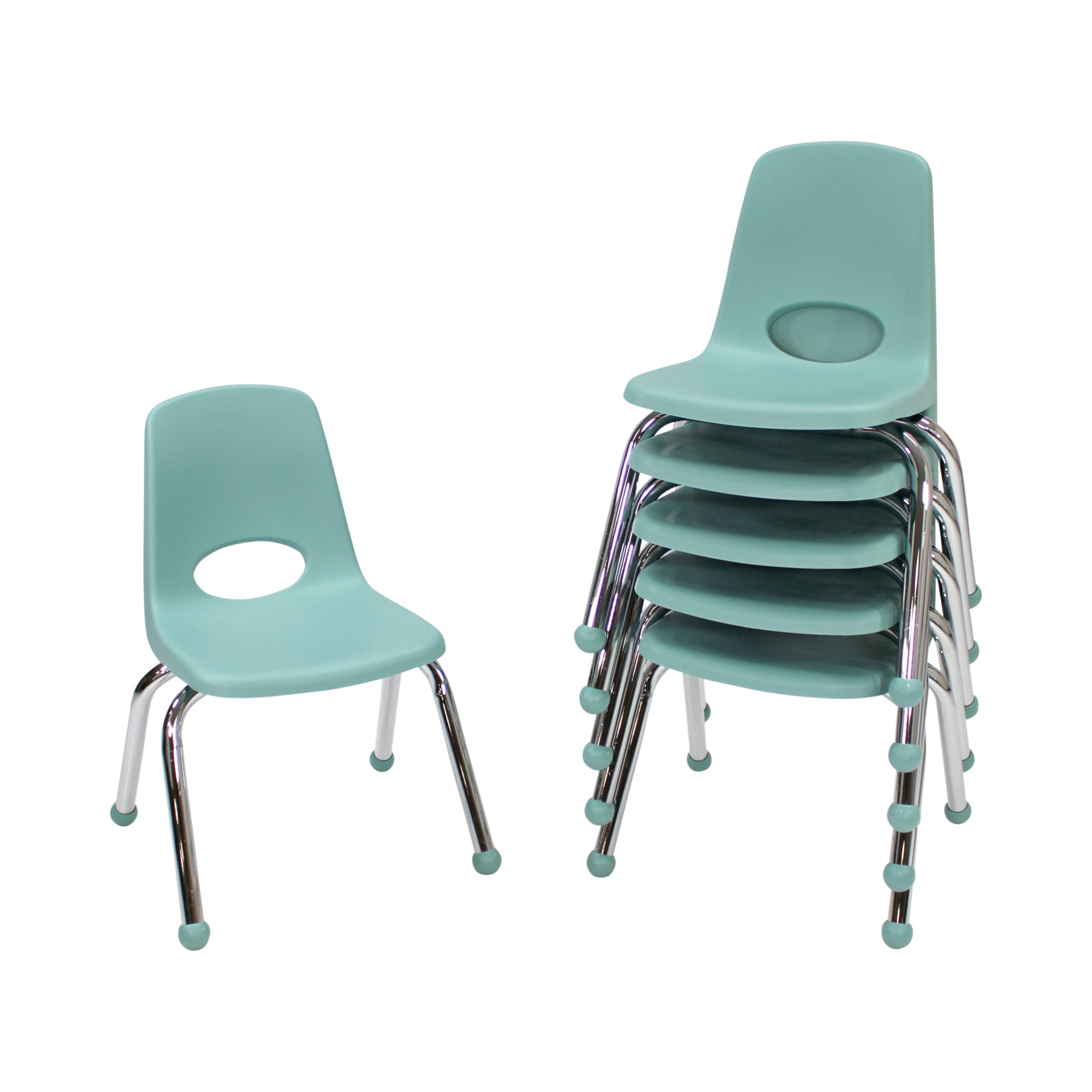 FDP 12" School Stack Chair with Ball Glides, Seafoam, 6-Pack, 10359-SF