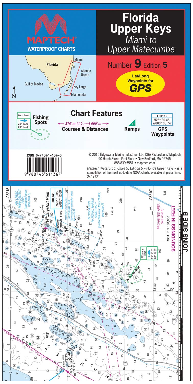 Maptech Waterproof Chartbook: Florida: Upper Keys: Miami to Key Largo, 5th Ed.