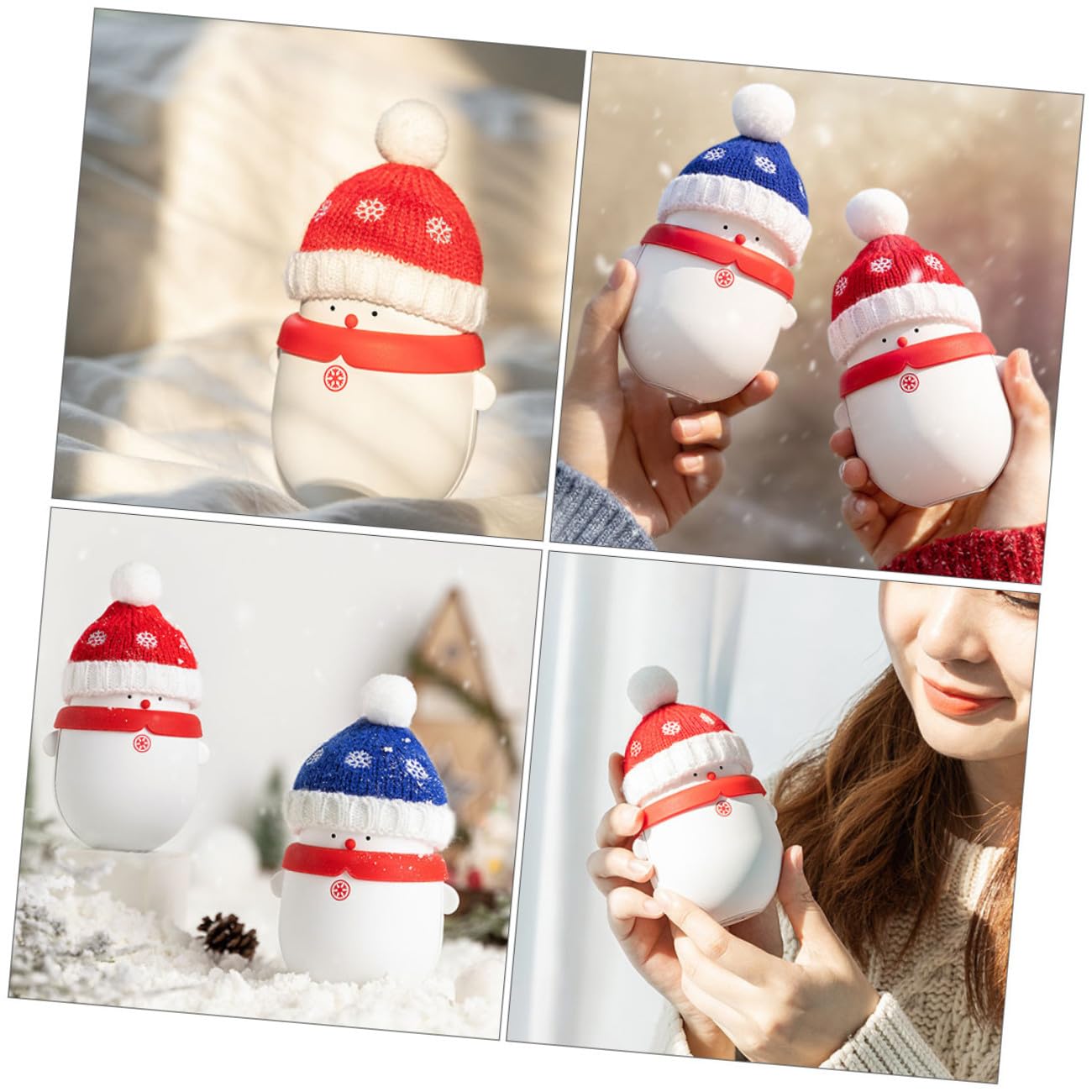 Yardwe Wiederaufladbarer USB Handwärmer mit Weihnachtsschneemann Design als Powerbank und Handy-ladegerät für Kalte Winter Tage