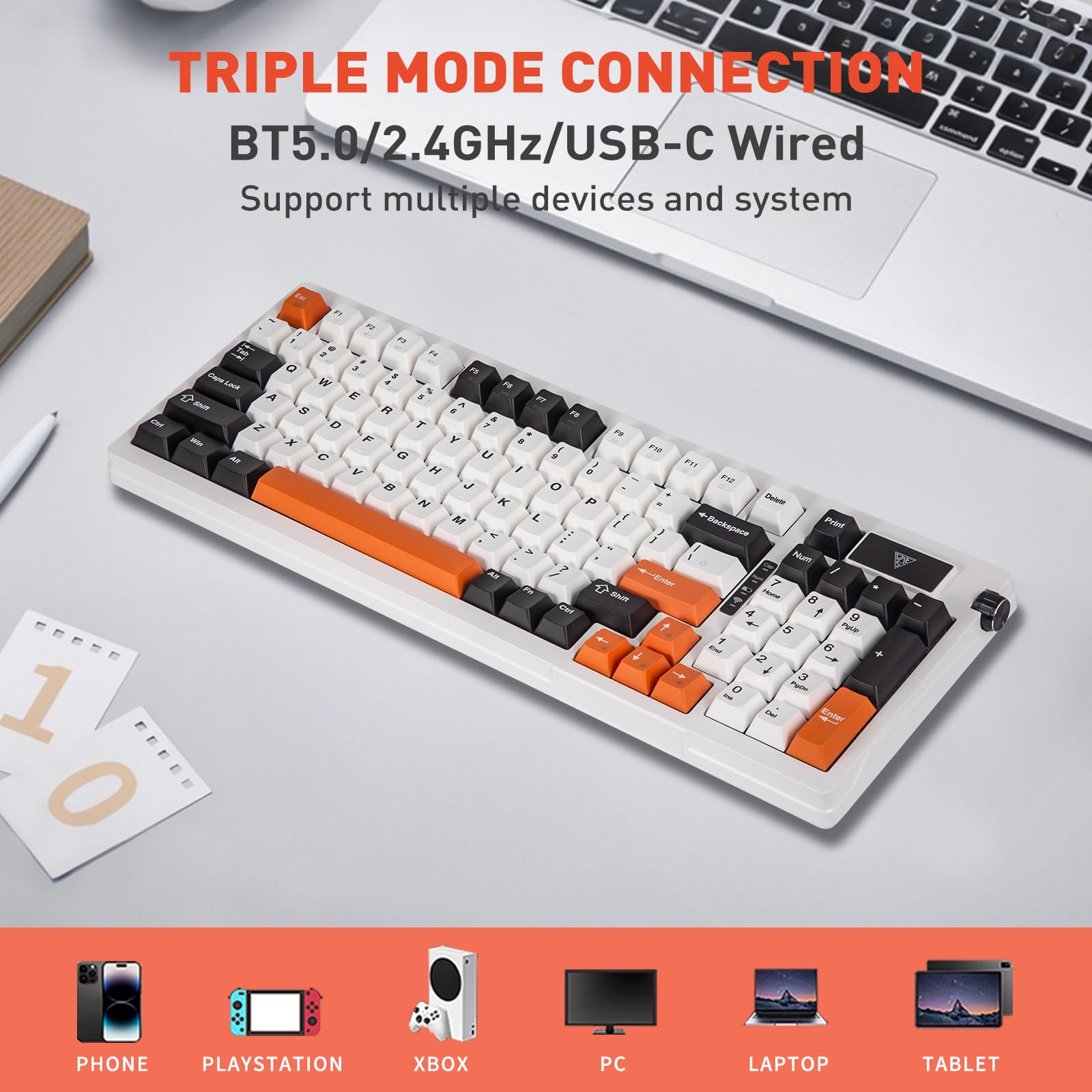 Gasket Mechanical Keyboard, 75% Wireless Hot Swappable Gaming Keyboard With Five-Layer Padding&Knob, Bluetooth/2.4GHz/USB-C, RGB (Light Blue, LEOBOG Reaper Switch) Price In Saudi Arabia | Noon Saudi Arabia