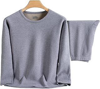 Roupa interior térmica para homens,Roupa interior térmica para homens,Plush e espessar Roupa interior térmica Mens,Roupa interior térmica Crew Top, para o tempo frio (Color : Light grey, Size : XG)