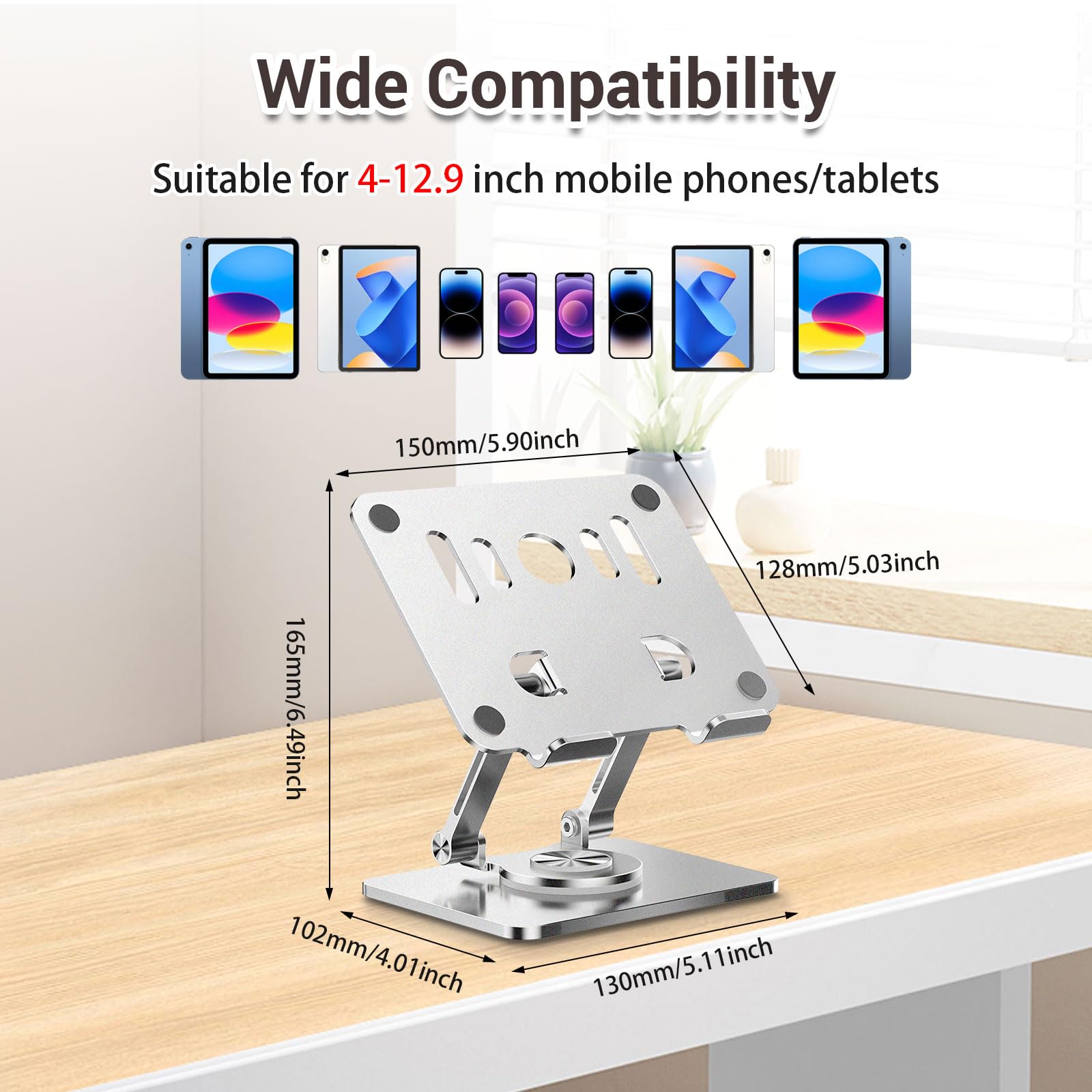Supporto Tablet Girevole a 360° Regolabile Compatibile con 4-13'' iPad Android