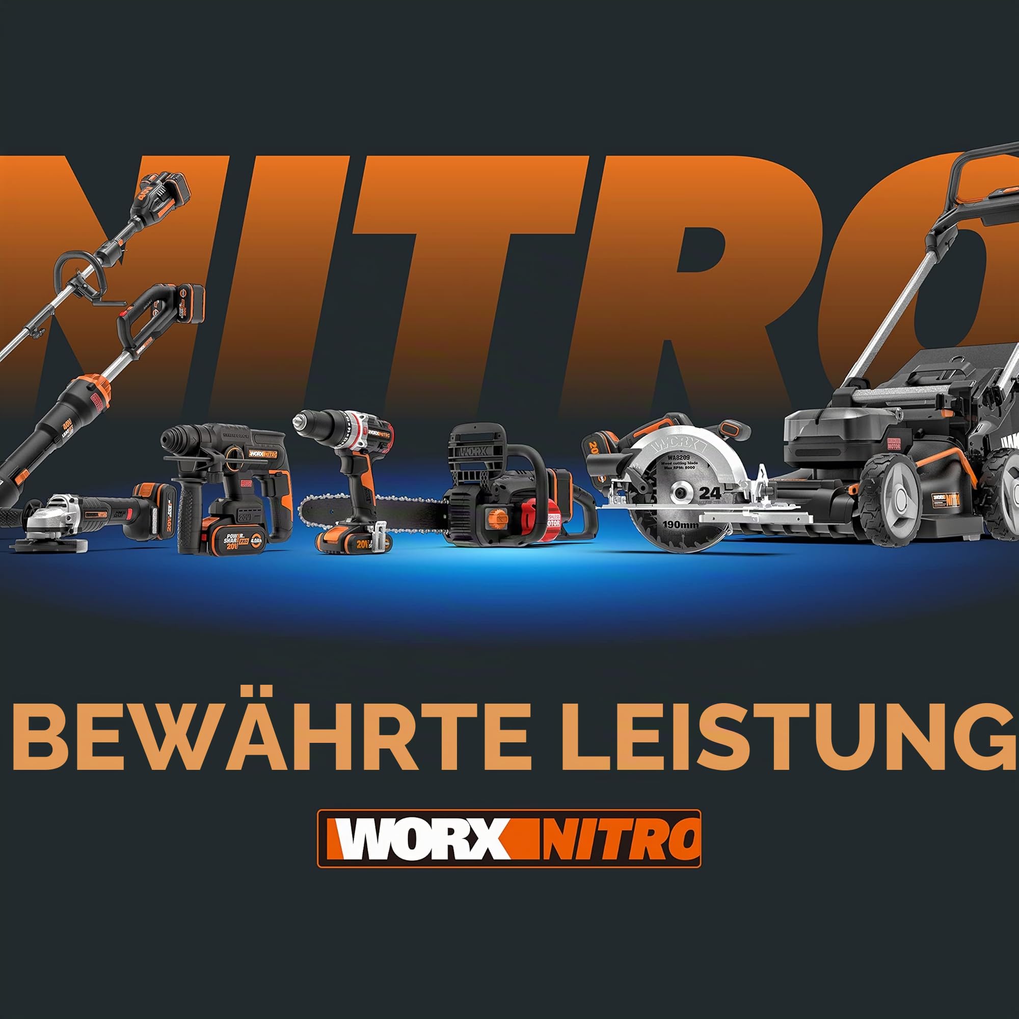 WORX NITRO WX380.9 Akku-Bohrhammer 20V - zum Bohren, Hammerbohren & Meißeln - bürstenloser Motor - stufenlose Drehzahleinstellung - verschiedene Stoff kompatibel - ohne Akku & Schnellladgerät