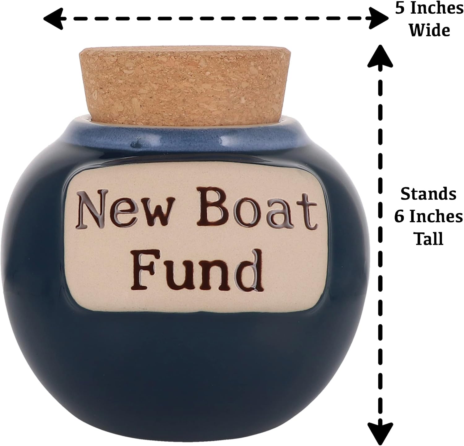 Cottage Creek Jars - New Boat Fund Ceramic Piggy Bank, Boat Accessories, Boating Gifts for Men, Dad, Boat Lovers