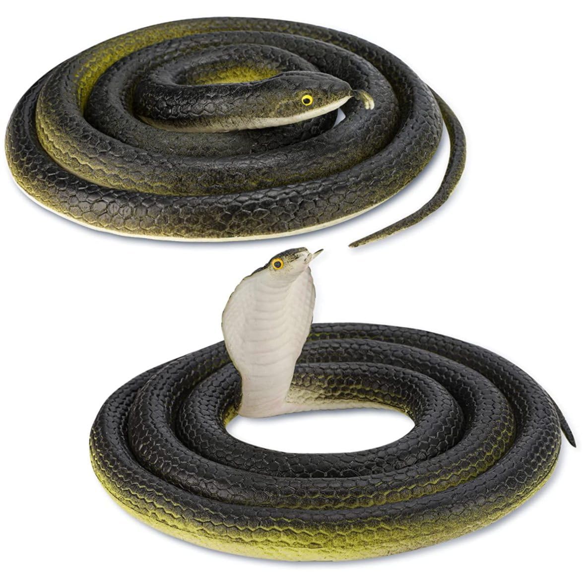 Serpiente de goma de 80 cm para evitar plagas de pájaros con juguetes de cobra realistas 7