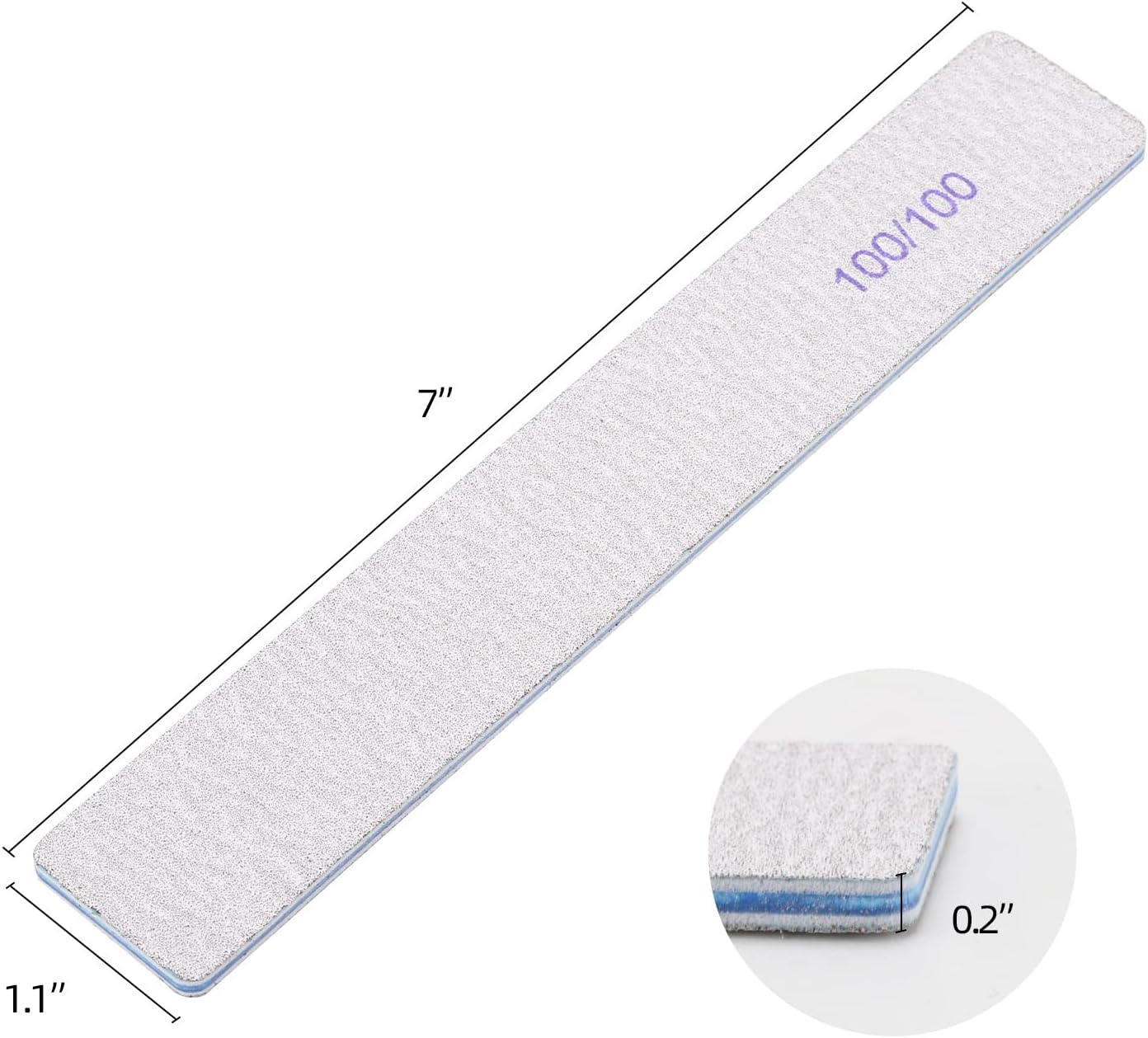 100 Pieces Rectangle Nail Files 100/100 Grit, Reusable Nail Buffers Double Sided Emery Boards Fingernail Files for Acrylic Nails and Natural Nails