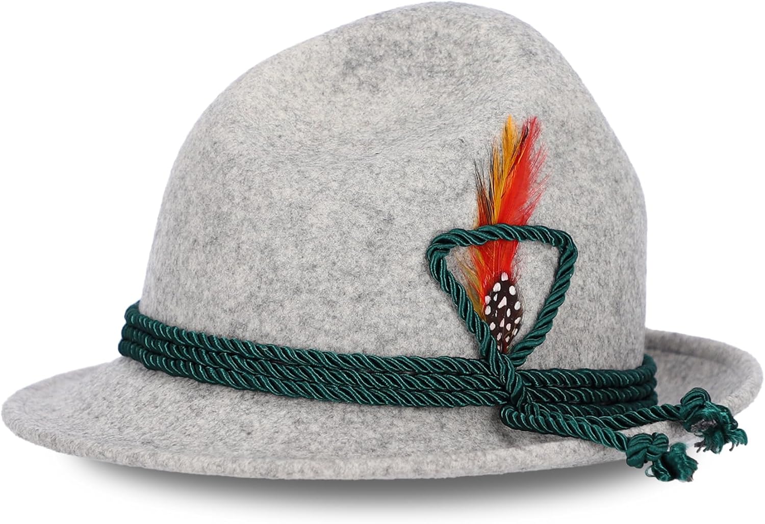 Steigenhöfer German Alpine Hat - Hans - 100% Wool Hats for Men - Adjustable - Oktoberfest Bavarian hat with Real Bird Feather