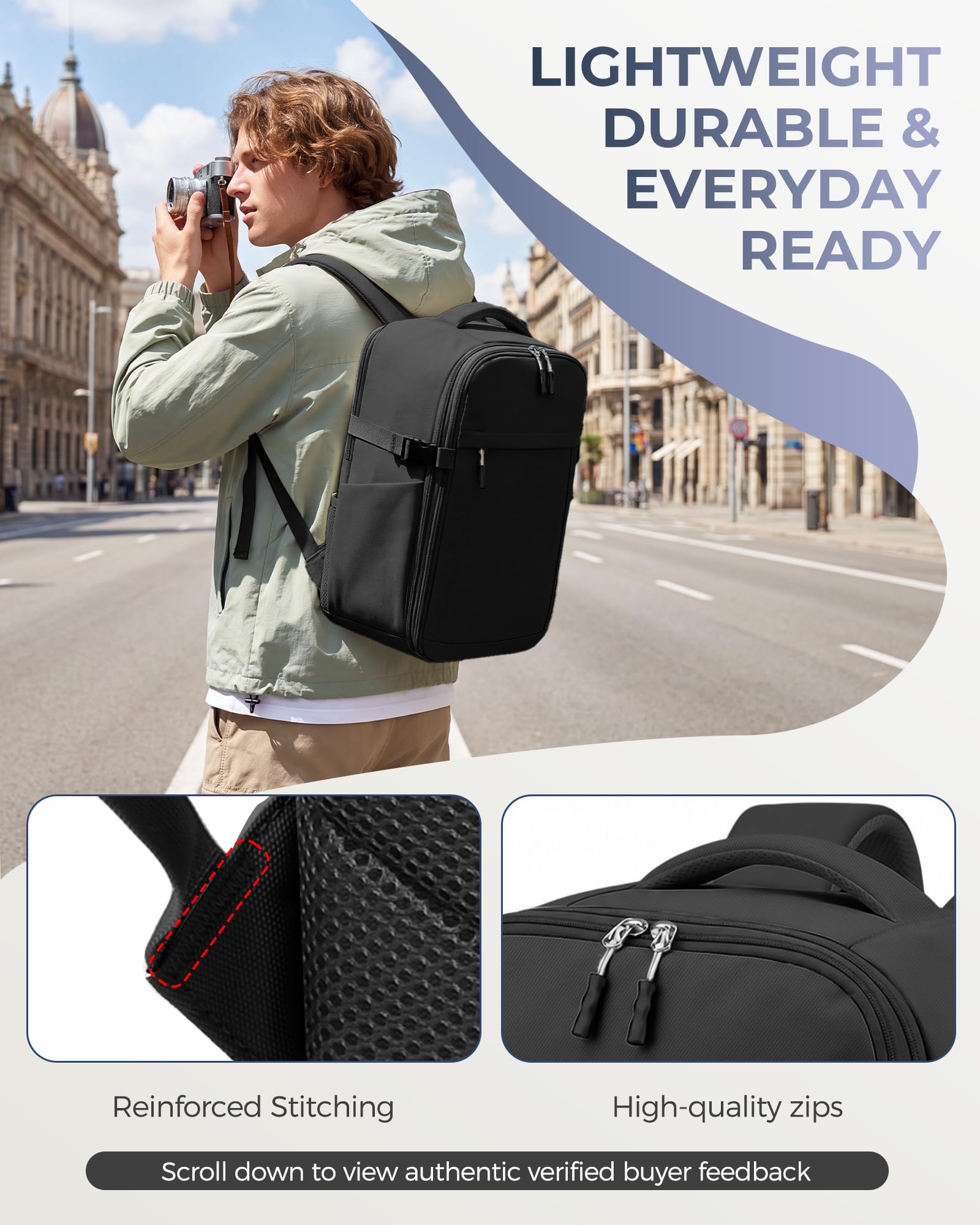 Xkdoai Zaino per EasyJet Zaino da Viaggio 45x36x20 Espandibile 45x36x25