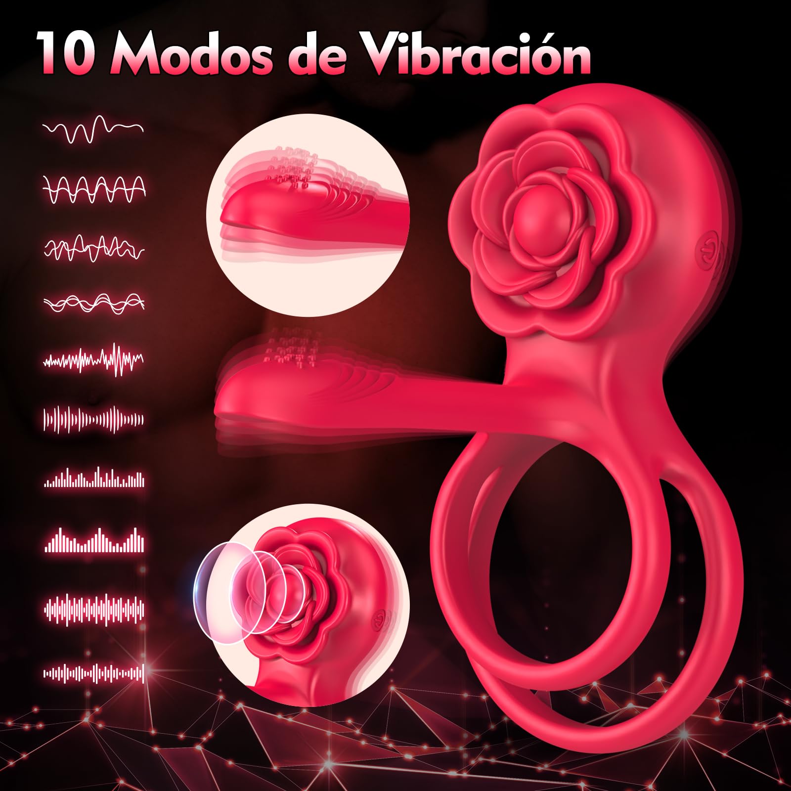 Anillo Vibradorador Pene Juguetes Sexuales - 3 en 1 Vibradorador Hombre Juguetes Eróticos para Pareja Sexuales 10 Modos AnilloVibrador con 6 Anillo Pene Masculino Juguete Sexuale para Hombre Sex Toys