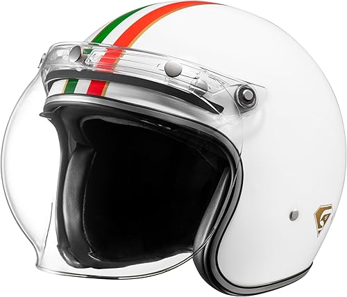 Miniatura 3 de Kyapra - Casco abierto con protector solar, visera de burbujas y ala sin instalación y extracción, casco de piloto Jet con aprobado por DOT