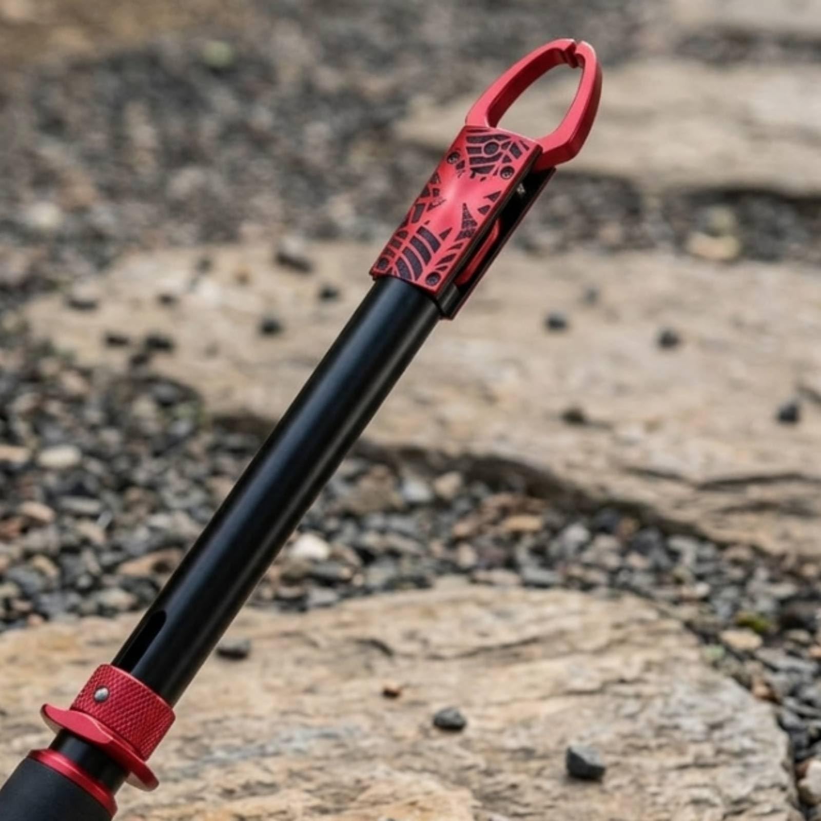 Fischgreifzange rutschfest Fischzange mit Spiralkabel stabil Lippengreifer für Boot, Rot