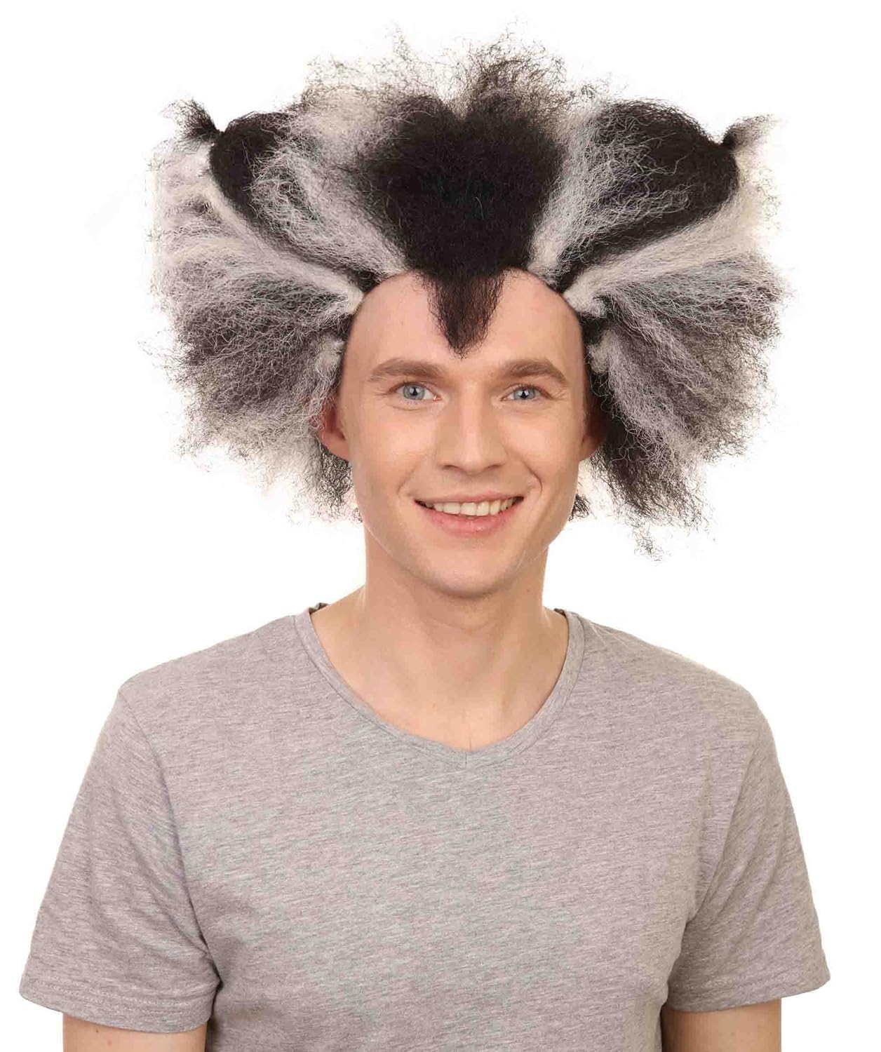 Adult Men's Black and White Cat Wig, Best for Halloween, Flame-retardant Synthetic Fiber