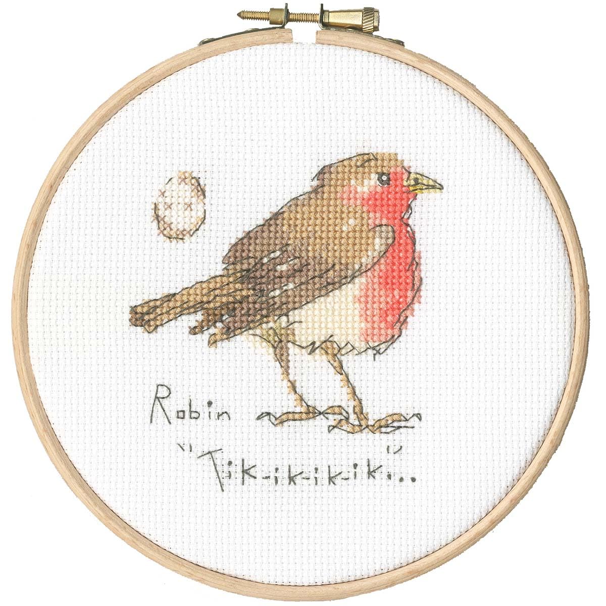 Bothy Threads White Cross Stitch Kit - Little Robin (Including Hoop)