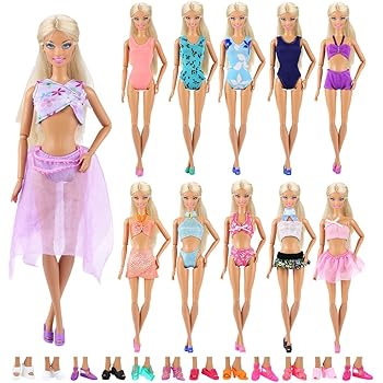 Amazon.com: 5 conjuntos trajes de baño Barwa, bikini ropa de baño para muñeca Barbie con zapatos, regalo de Navidad.: Toys \u0026 Games