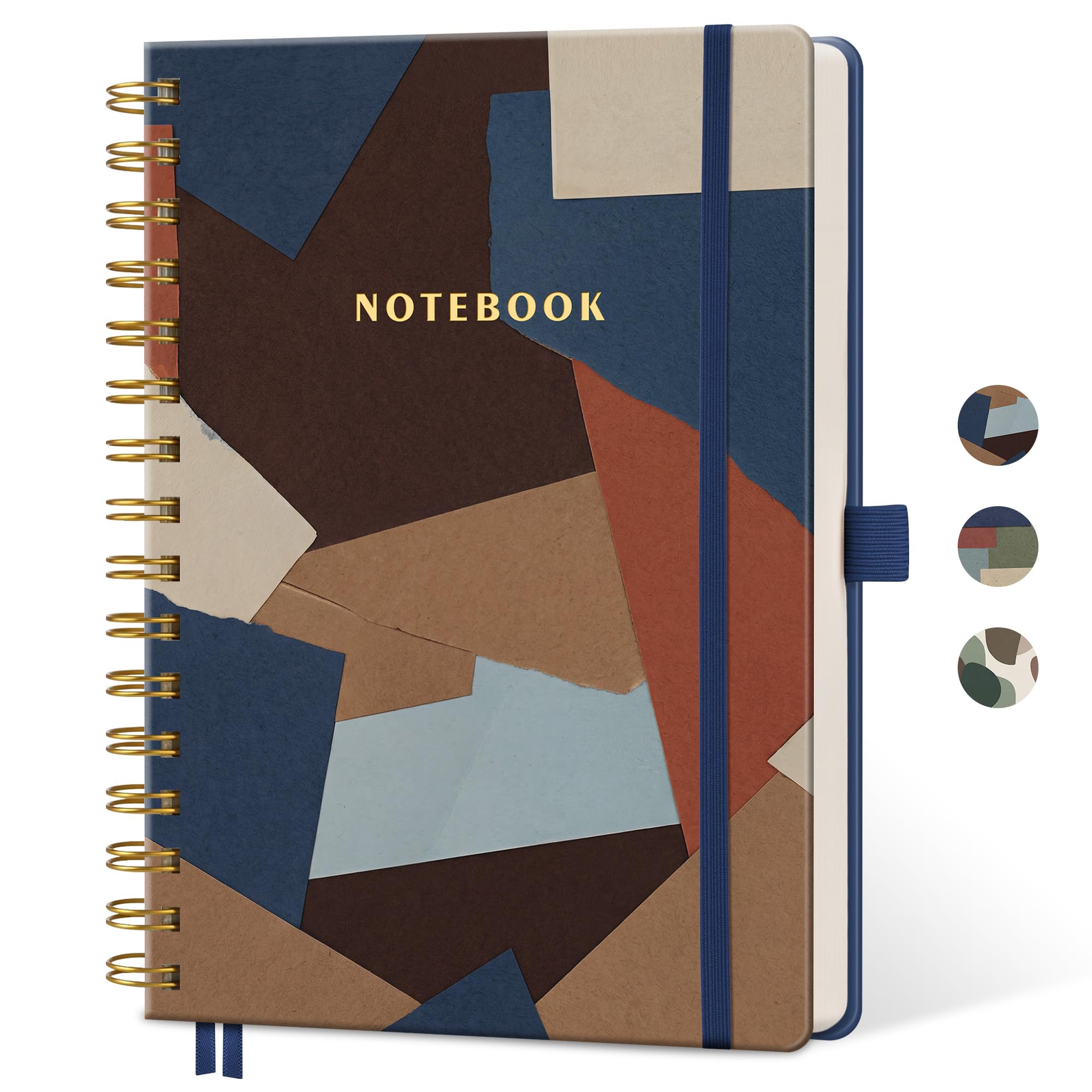 LOAPEM A5 Spiral Notebook, 160 Lined Pages, Vintage Paper Collage