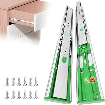 1 Pair 12 Inch Full Extension 3-Fold Adjustable Drawer Slides Soft Close