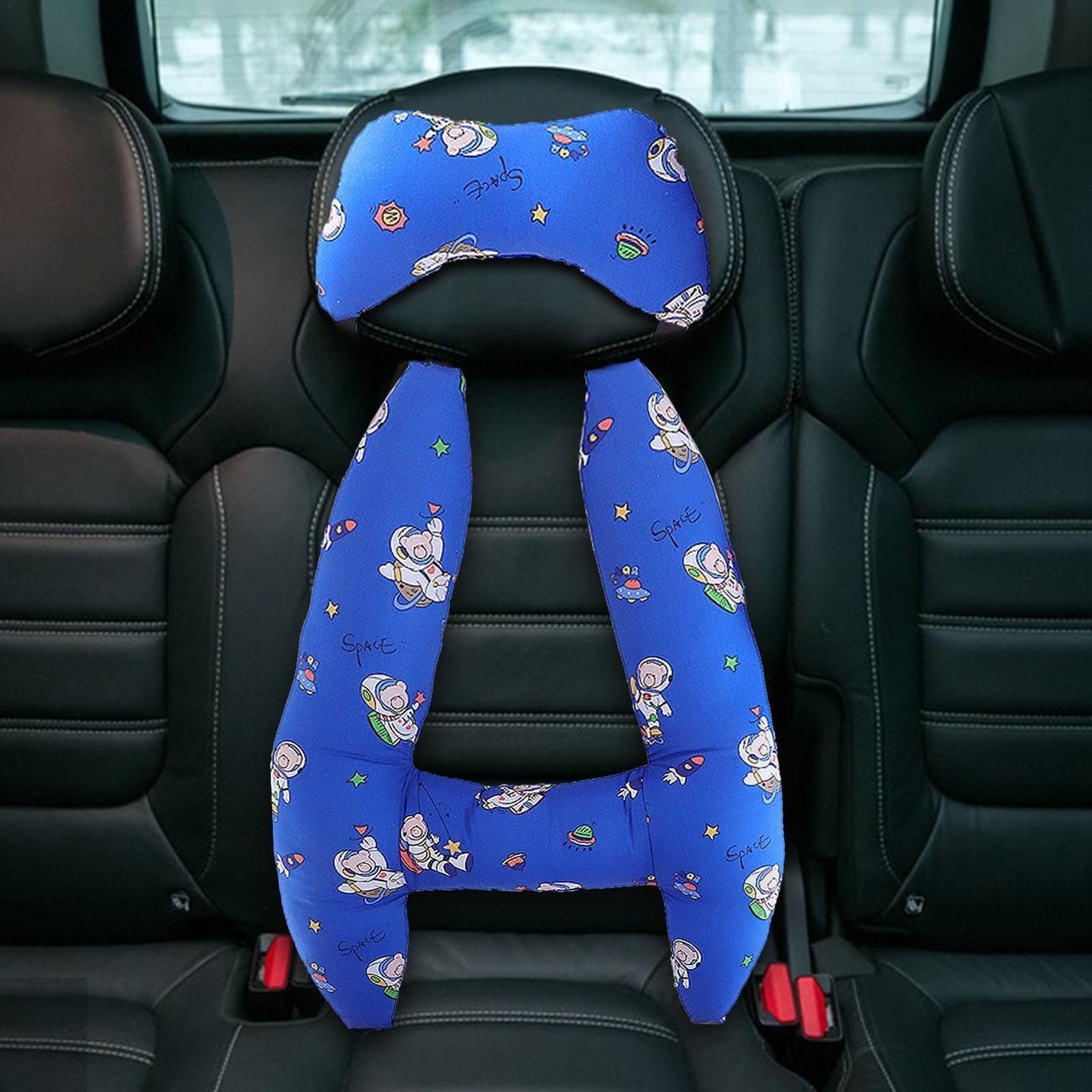 Cuscino da viaggio for auto, cuscino for sedile posteriore in stile H con personaggio dei cartoni animati, comodo poggiatesta for adulti e bambini in movimento(A)