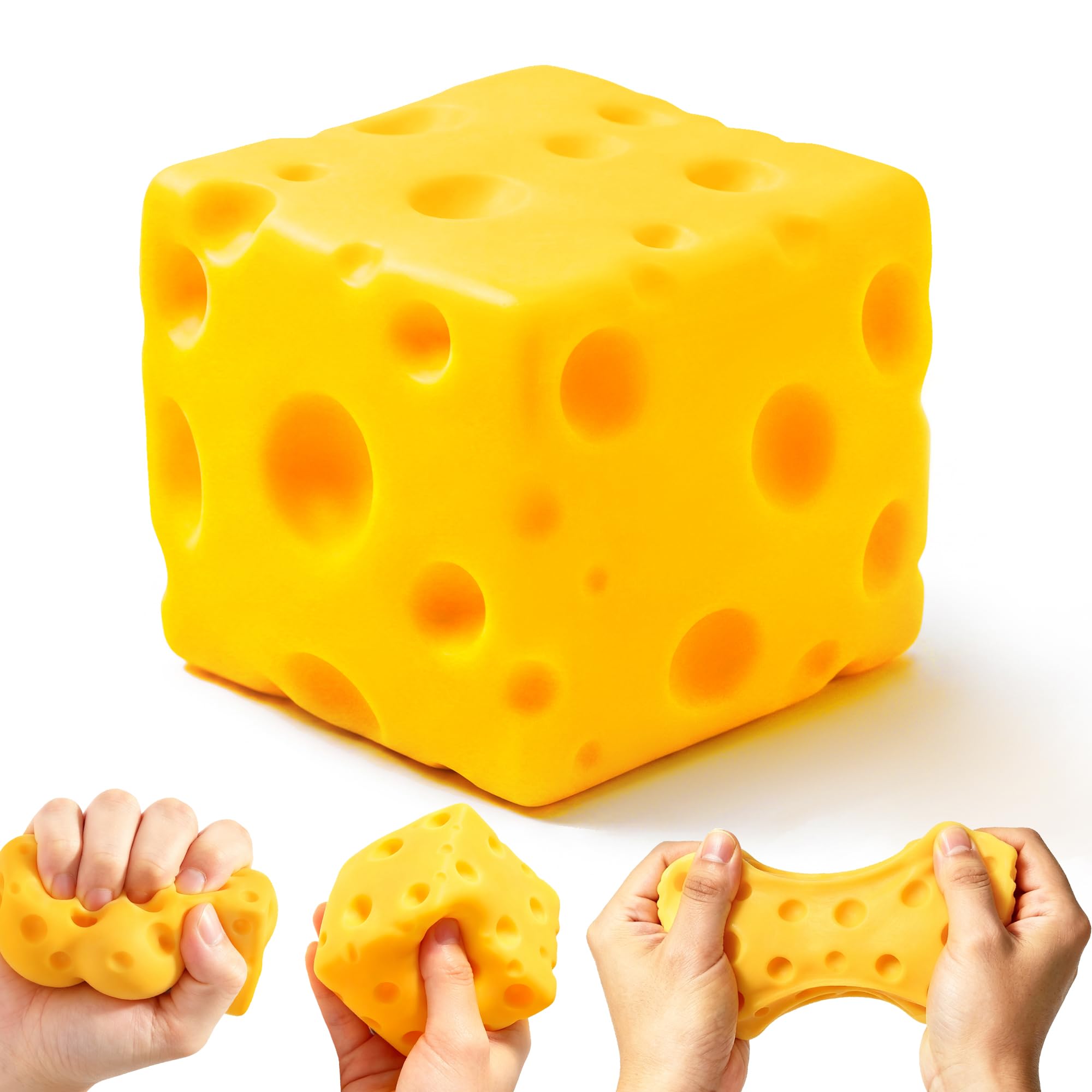 Photo 1 of Cheese Squishy Squeeze Toy, Slow Rising Soft Cheese Squeeze Toy, Squishies Stress Relief Fidget Toys, Novelty Desktop Decor & Birthday Gift(Yellow 2.4in) ?