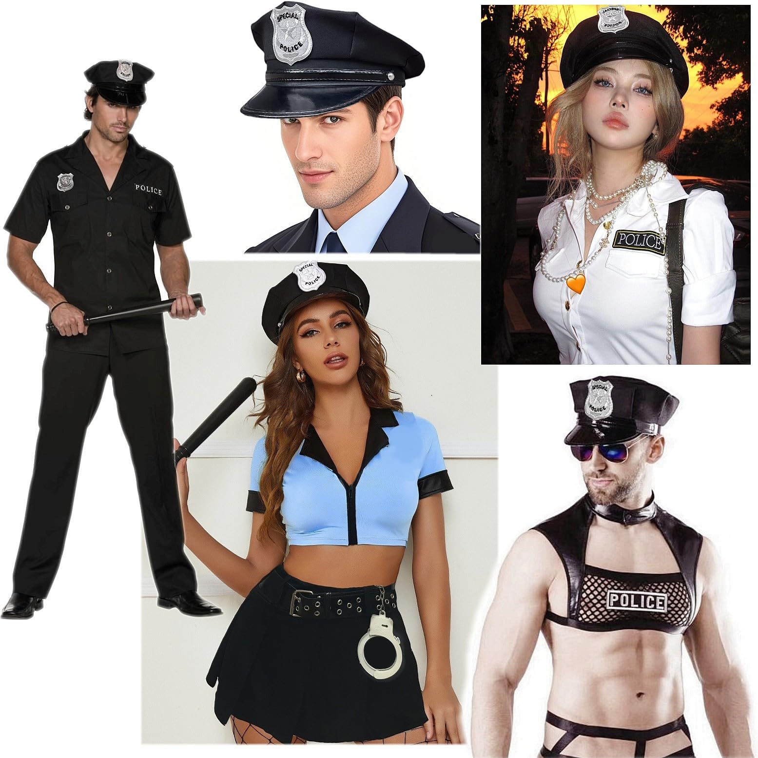 JZK Party dress up police hat and handcuffs for adult men women police officer costume accessory - Image 4