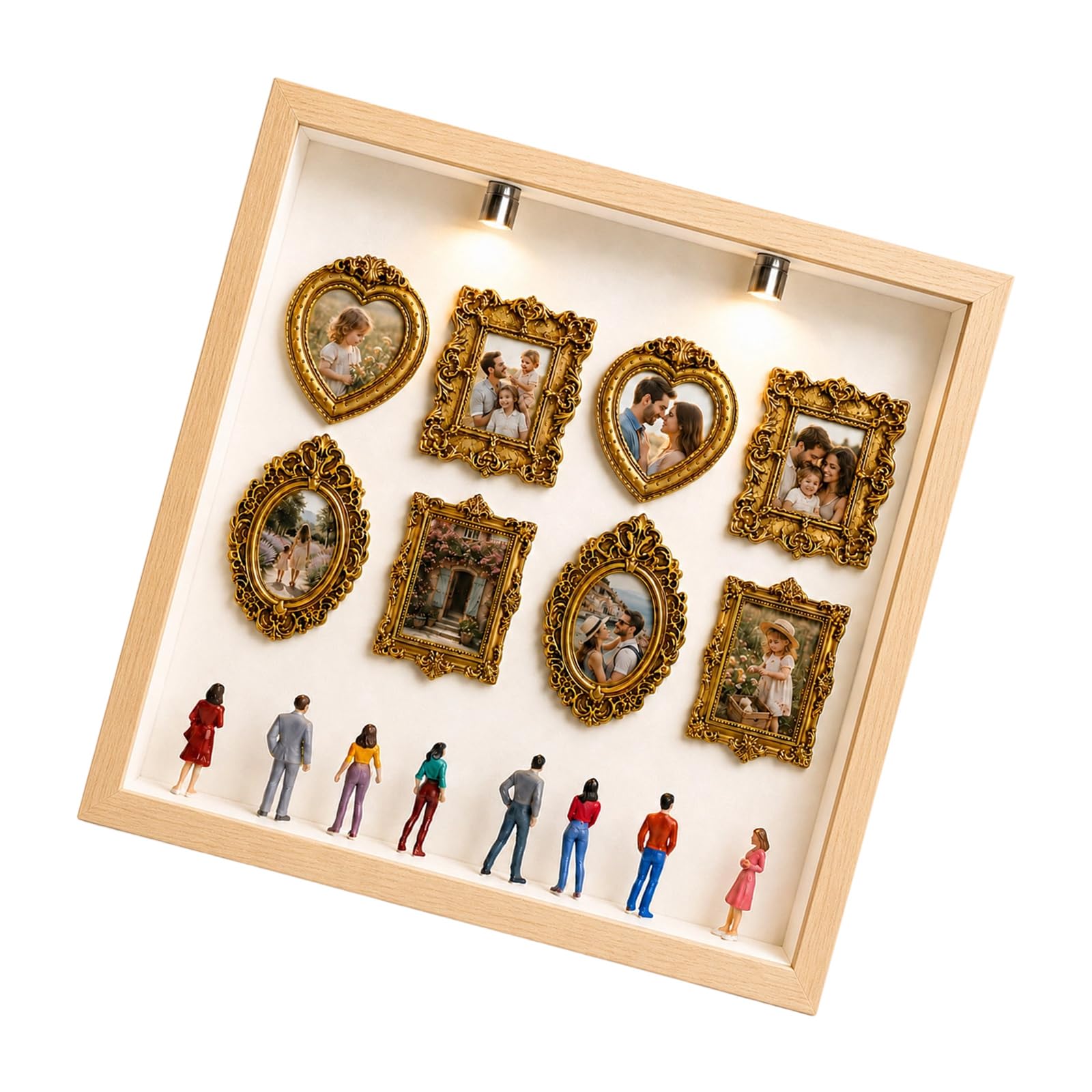 Personalize - Juego de cajas de siluetas de museos en miniatura | Caja de sombras con luz LED para decoración del hogar