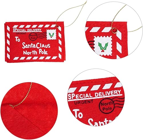 Miniatura 4 de Sucrain Sobres de fieltro de Navidad con texto en inglés "Carta a Santa Claus", bolsa bordada, adorno para árbol de Navidad (20)