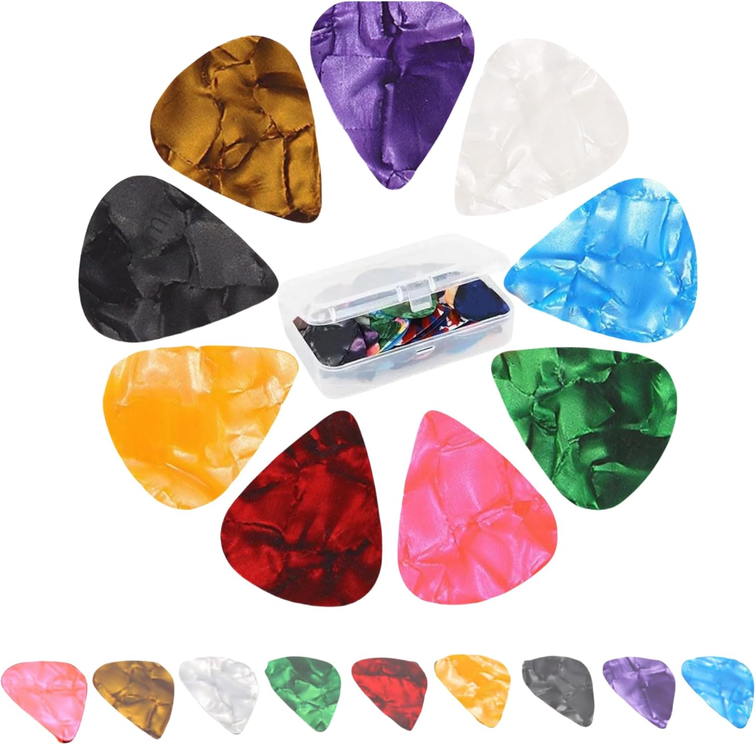 21 Packs Guitar Picks for Electric Acoustic Guitars Ukulele Bass with Storage Box, 3 Thicknesses Available