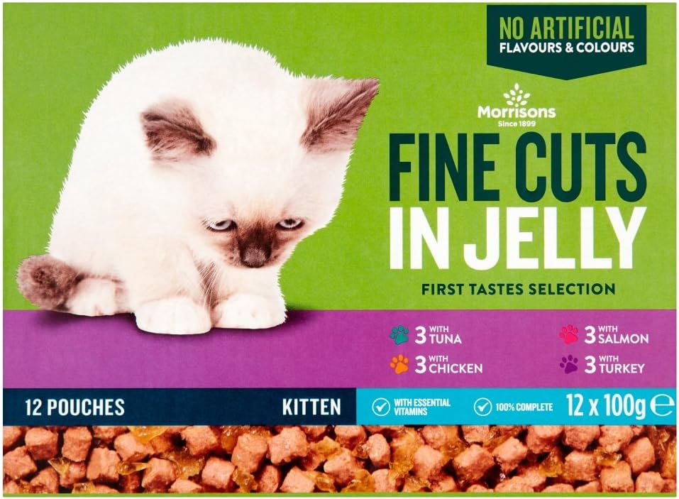 Morrisons Kitten Fine Cuts in Jelly First Tastes Selection Pouches, 12