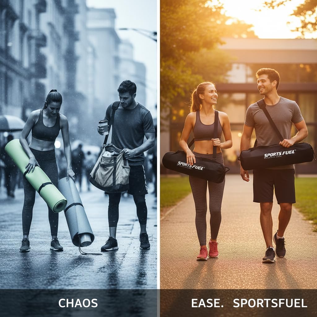 SportsFuel Yoga Mat Cover Bag (Pack of 2) | Lightweight, Washable & Durable Cover for Yoga Mat with Adjustable Strap & Drawstring Closure for Men & Women | Black 3
