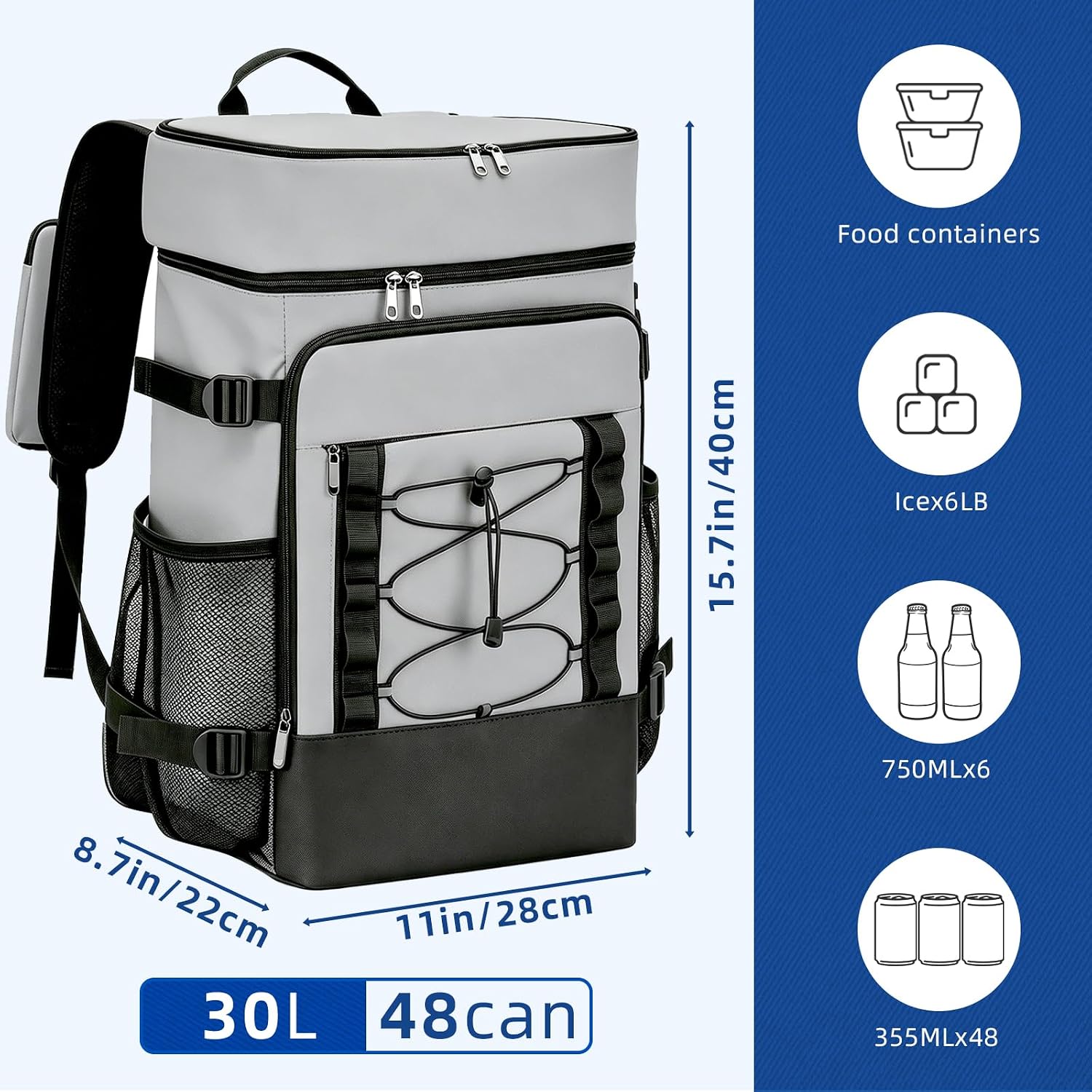 Insulated Cooler Backpack - 33 Cans Leak Proof Soft Cooler Backpack for Camping, Lunch, Work, Hiking, Picnic, Beach and Travel