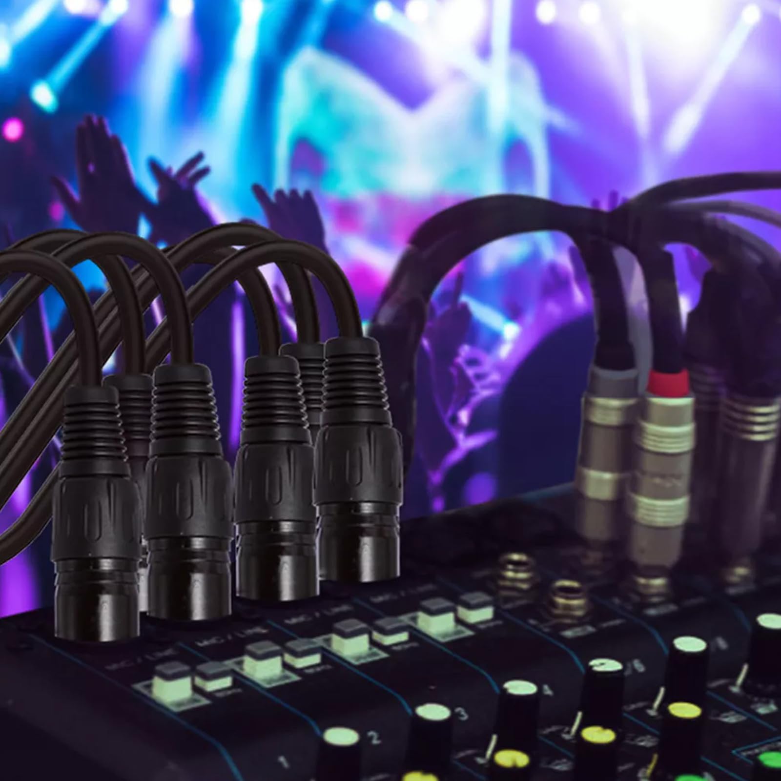 POPETPOP Lot de 8 Câbles Dmx 3 Broches en Métal Noir, Longueur 1 Mètre, pour Éclairage de Scène, Projecteurs, Microphones et Matériel Audio, Câbles D’éclairage Robustes et Connexion