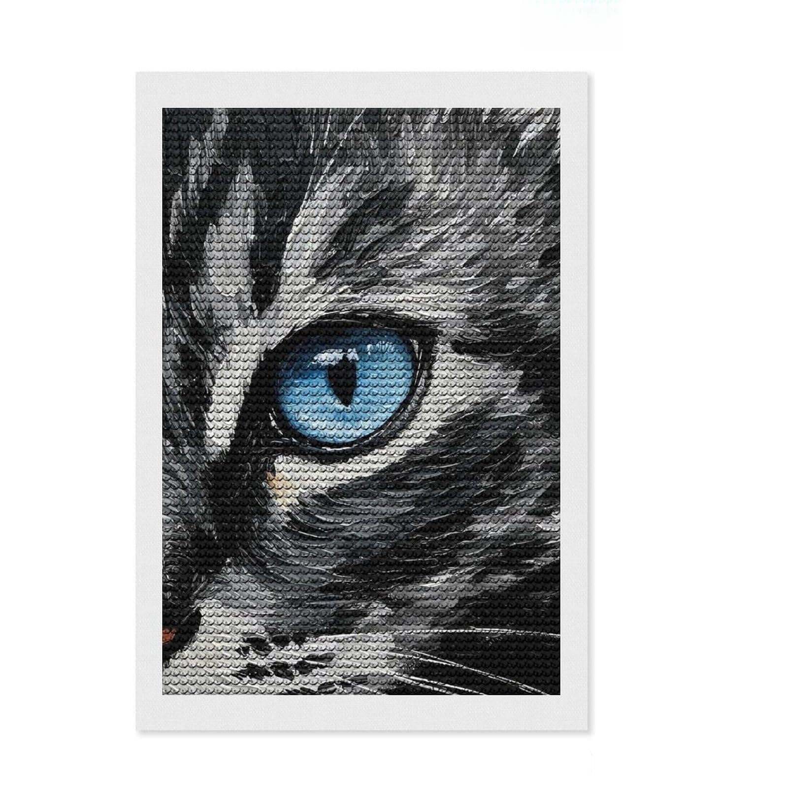 Junmoney Cat Eye Painting Round Drill Diamond Painting 8"x12", Easy to Enjoy, Stress Relief Craft, Bedroom Decor, Thoughtful Handmade Gift