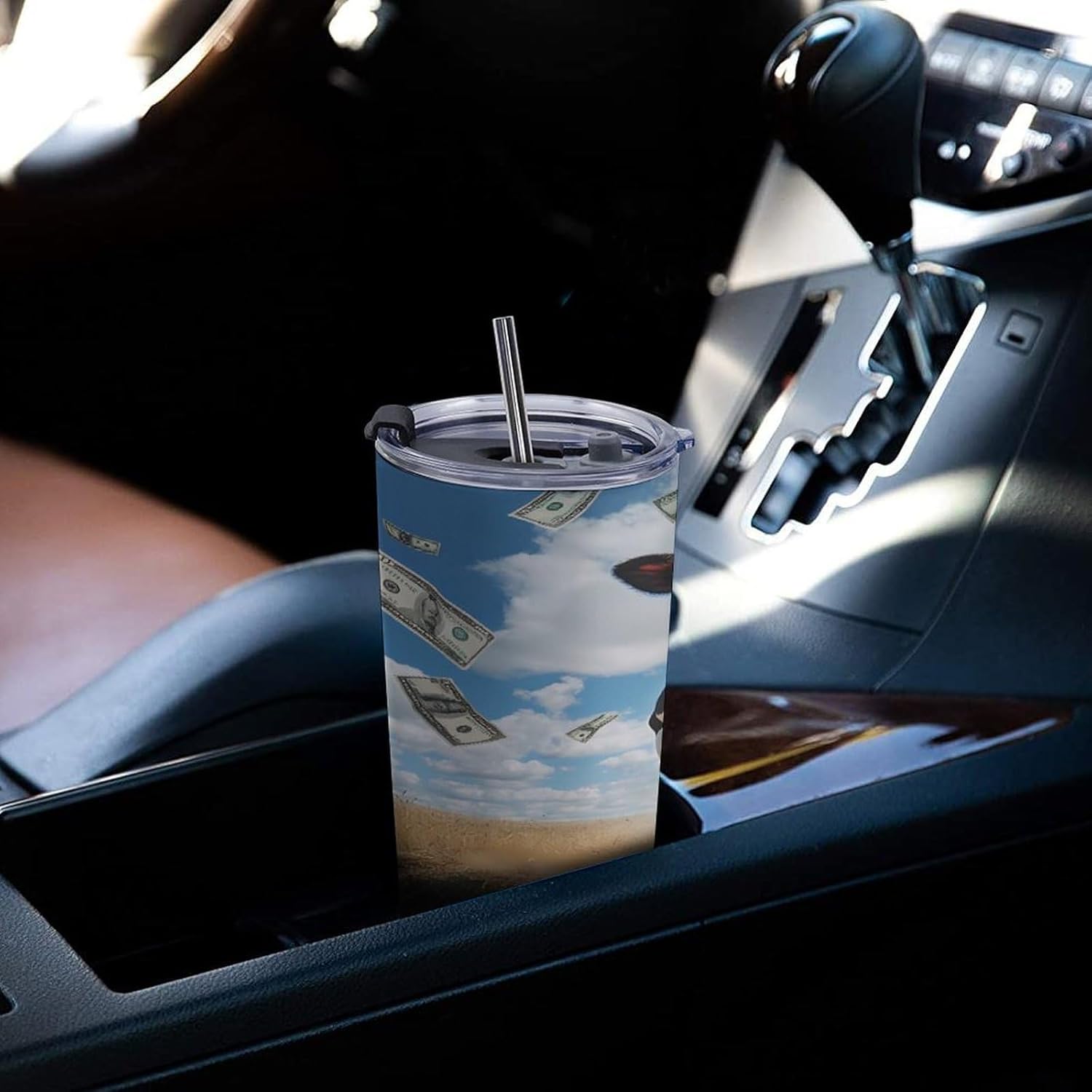 Cow Print Dollar Travel Coffee Mug Stainless Steel Insulated Tumbler Water Bottle Tea Cup for Home Office