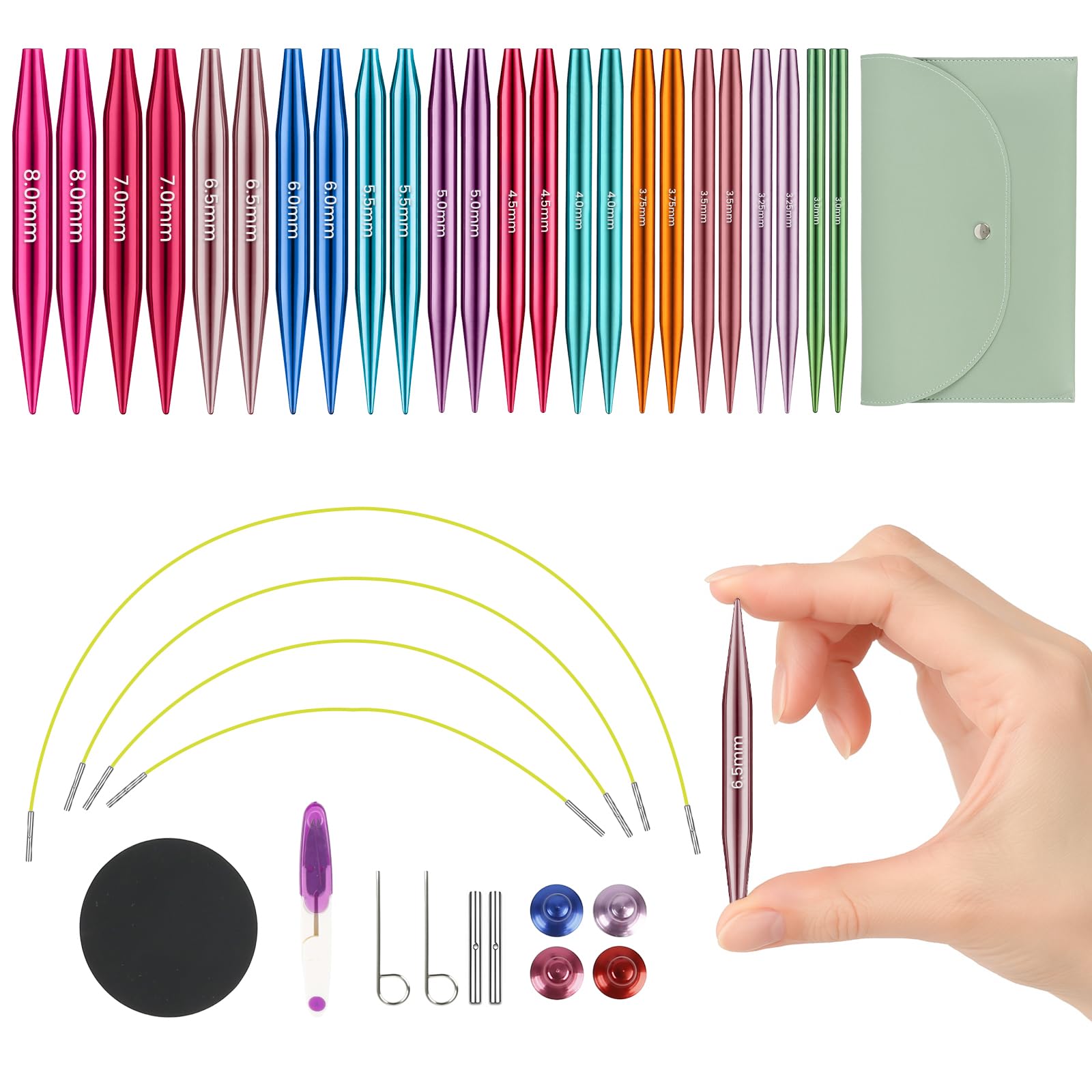 Snovire Bamboe rondbreinaalden set verwisselbaar, 13 paar Snovire Bamboe rondbreinaalden set verwisselbaar, 13 paar