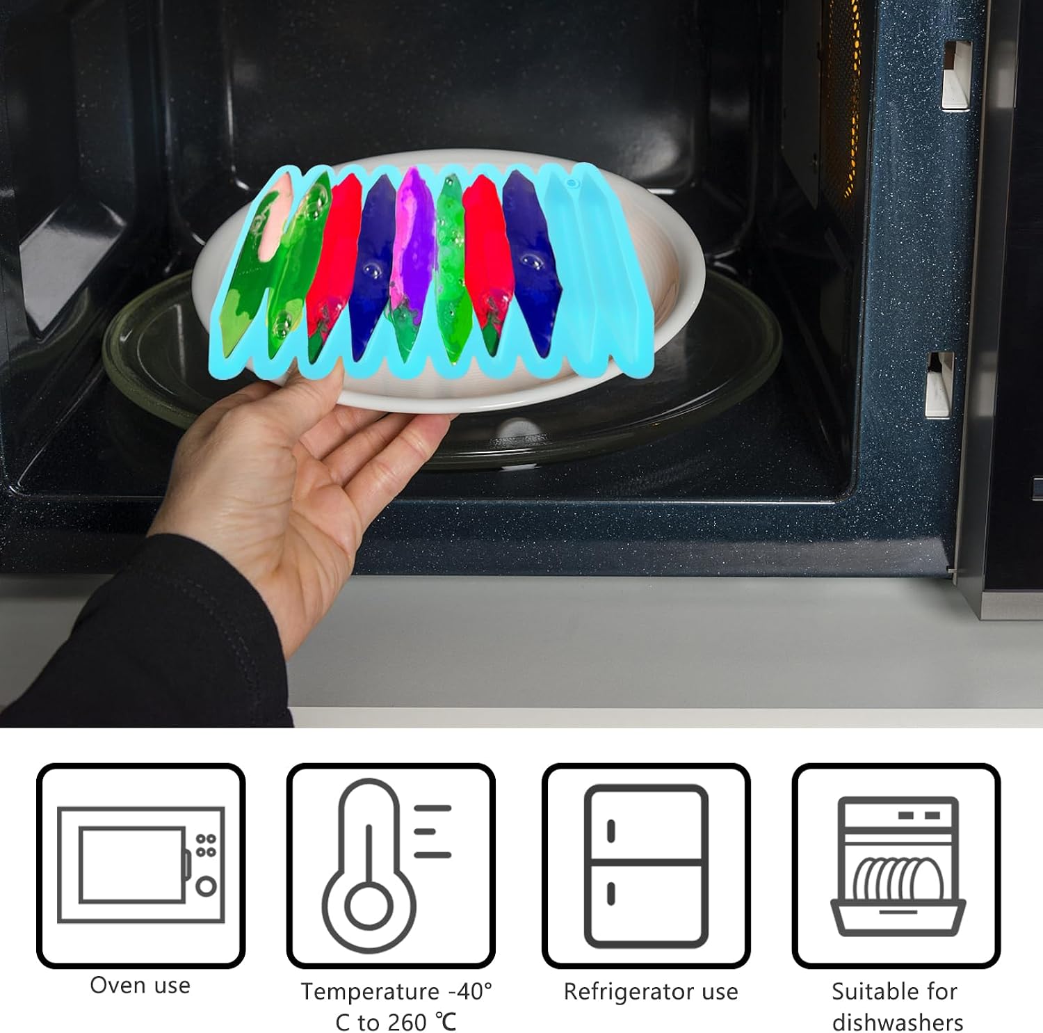 2Pcs Reusable Silicone Oven Safe 10 Cavity Crayon Molds, Double Tipped 3D Wax Crayons Mold for Making Chocolate, Candle Melting, DIY (Blue, Pink)