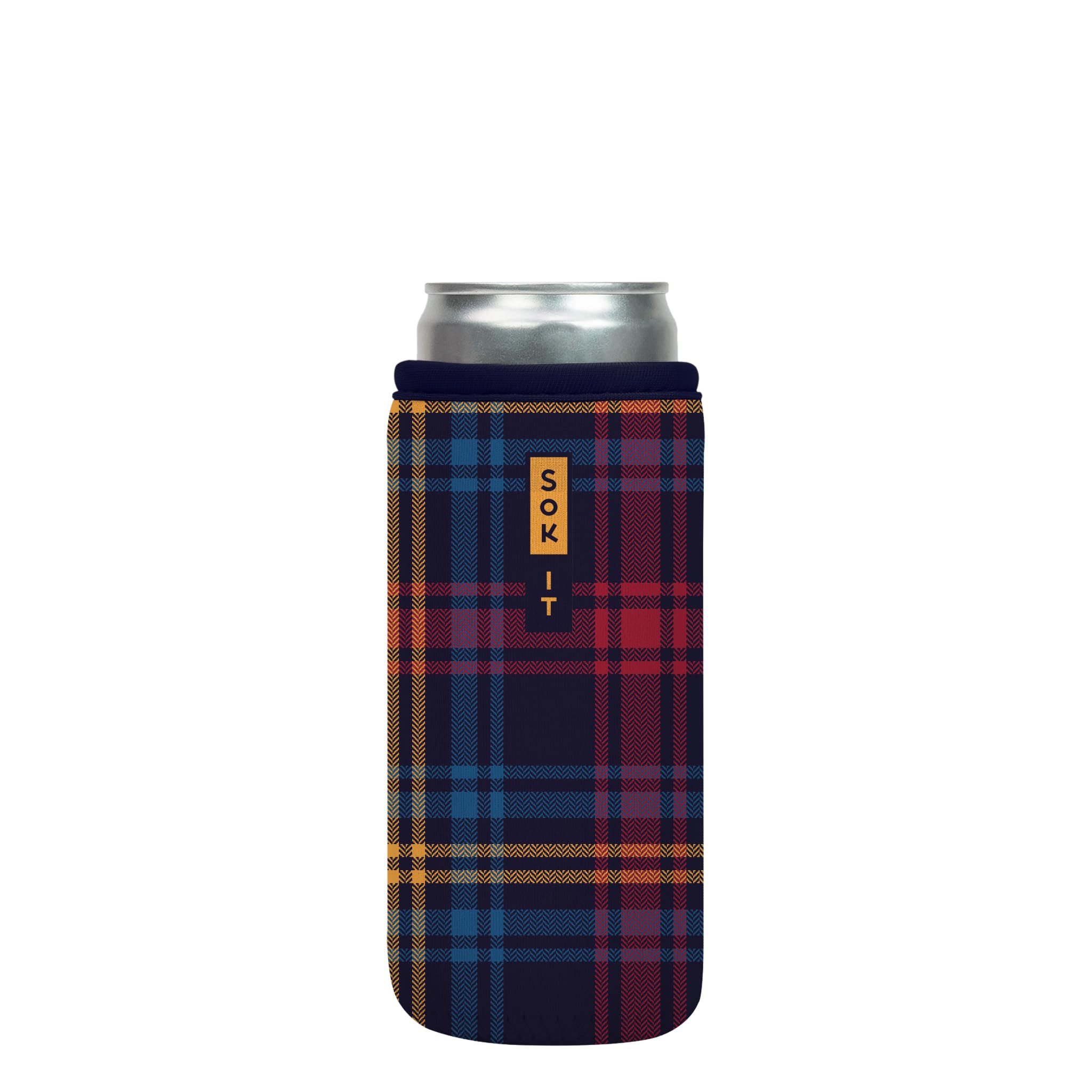 Sok It CanSok Sleeve for Beer & Soda Insulated Neoprene Cover (Tartan Royale, 12oz Can Sleeve)