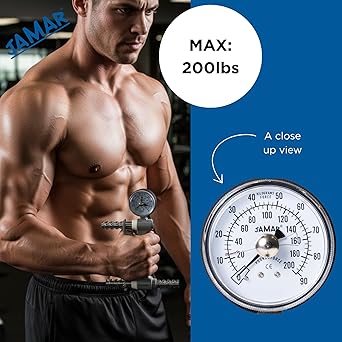 Jamar Hydraulic Hand Dynamometer, Grip Strength Tester with Peak Force Indicator, Adjustable Handle, Ergonomic Manual Design, PSI Calibrated, Durable & Cordless Grip Strength Tool