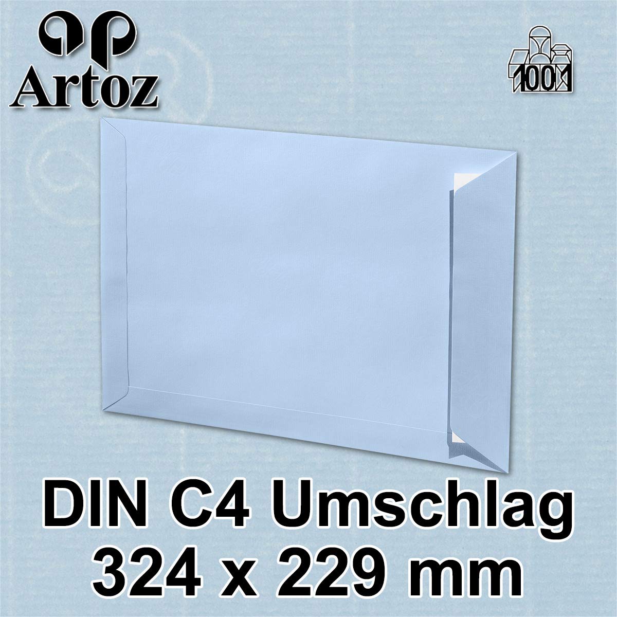 ARTOZ 50x DIN C4 Umschläge mit Haftklebung - ungefüttert 324 x 229 mm Pastellblau (Blau) Briefumschläge ohne Fenster - Serie 1001