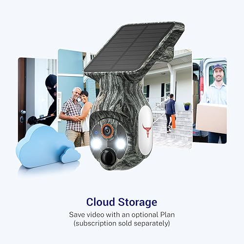 Vista 7 de Cámaras de seguridad solar 1080P inalámbricas para exteriores, visión panorámica/inclinación de 360°, WiFi de 2.4 GHz en el exterior con visión