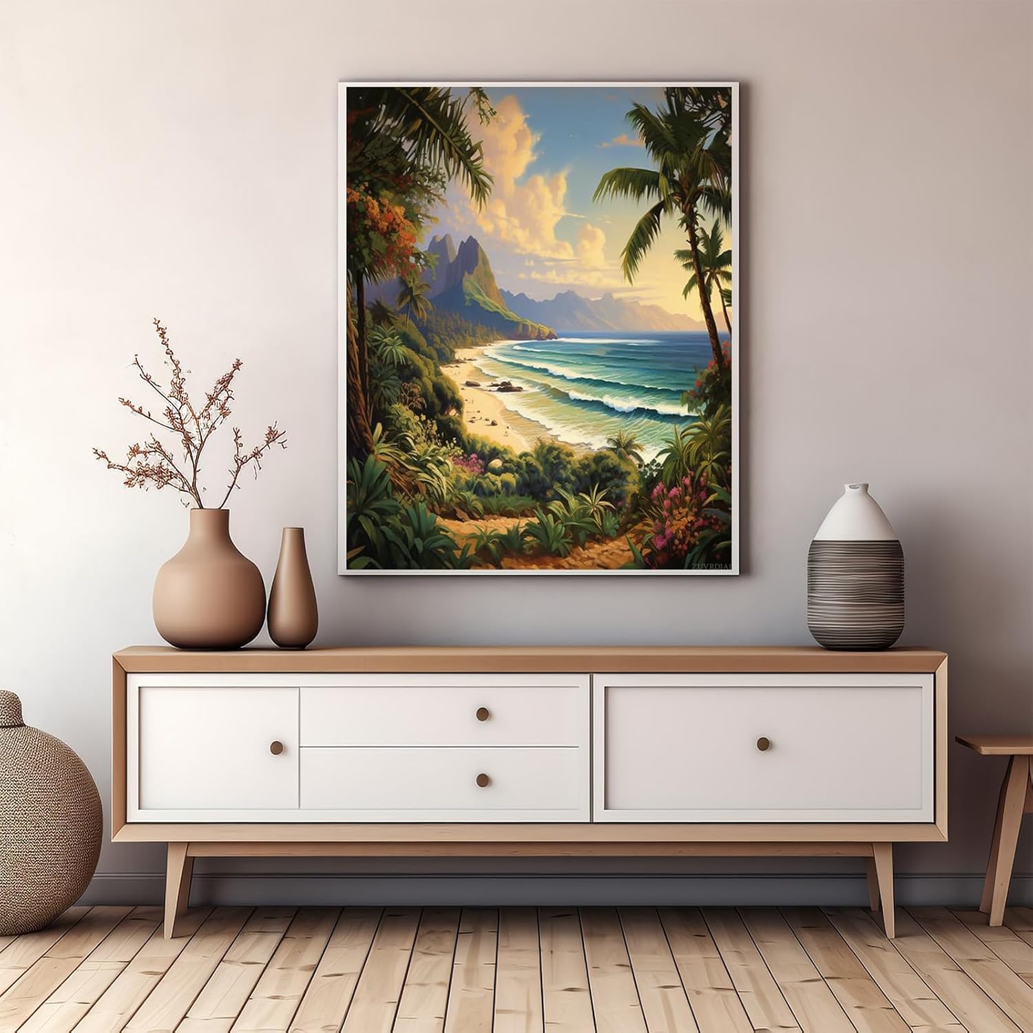 ZUVRDIAI Painting by Numbers, Tropical Island Landscape, Paint by Numbers for Gift Home Wall Decor, 40x50cm, Without Frame
