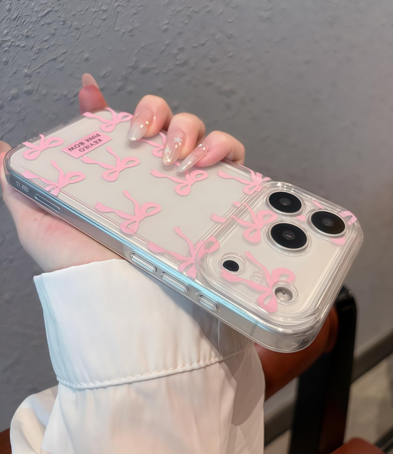 Amazon.co.jp: いphone17pro ケース 可愛い リボン クリア レンズ全面