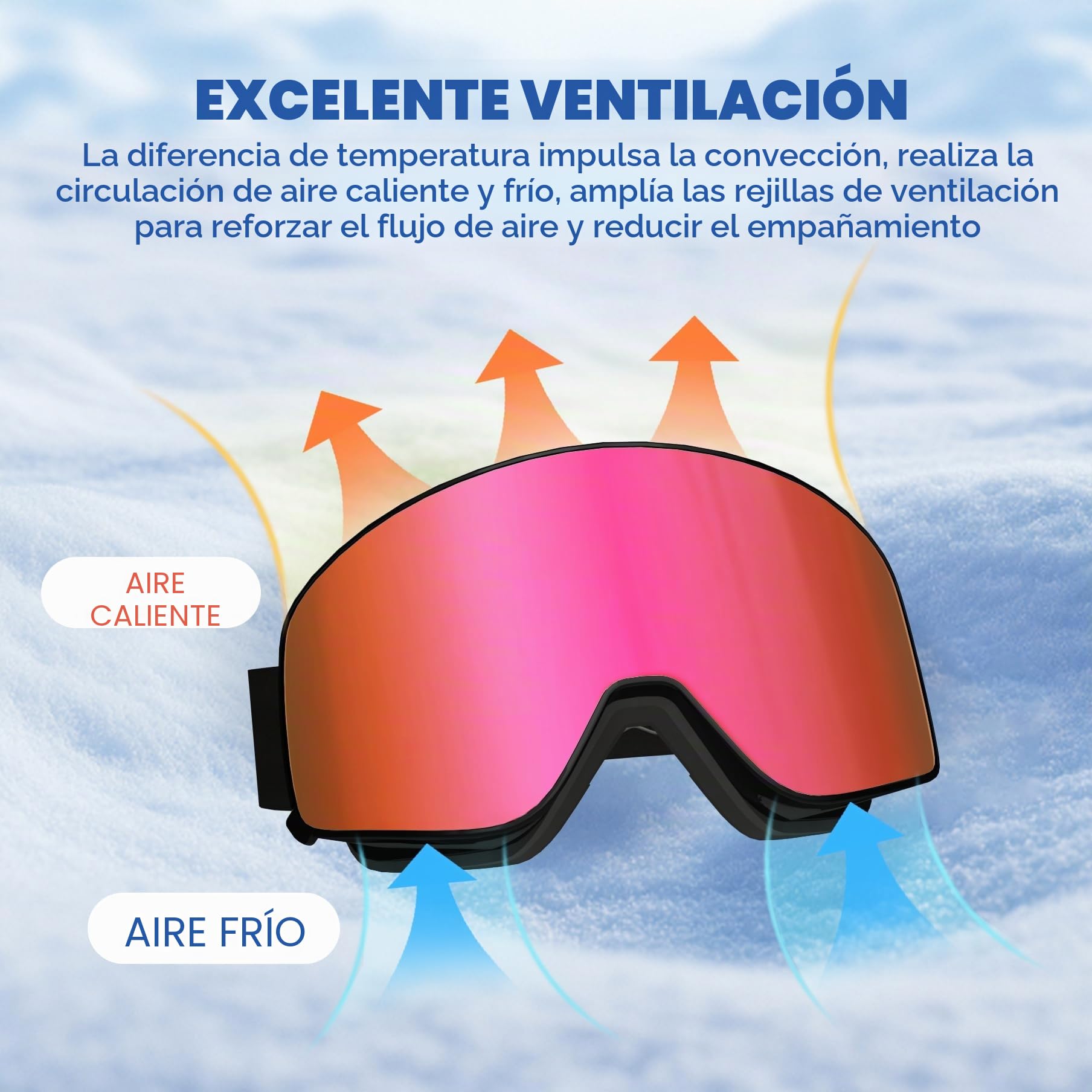 Gafas de Esquí YH212 con Magnético Lentes Intercambiables | Gafas Esqui OTG para Unisex Ajustable Tamaño Anti-Niebla Protección UV Snowboard Nieve Espejo para Ski
