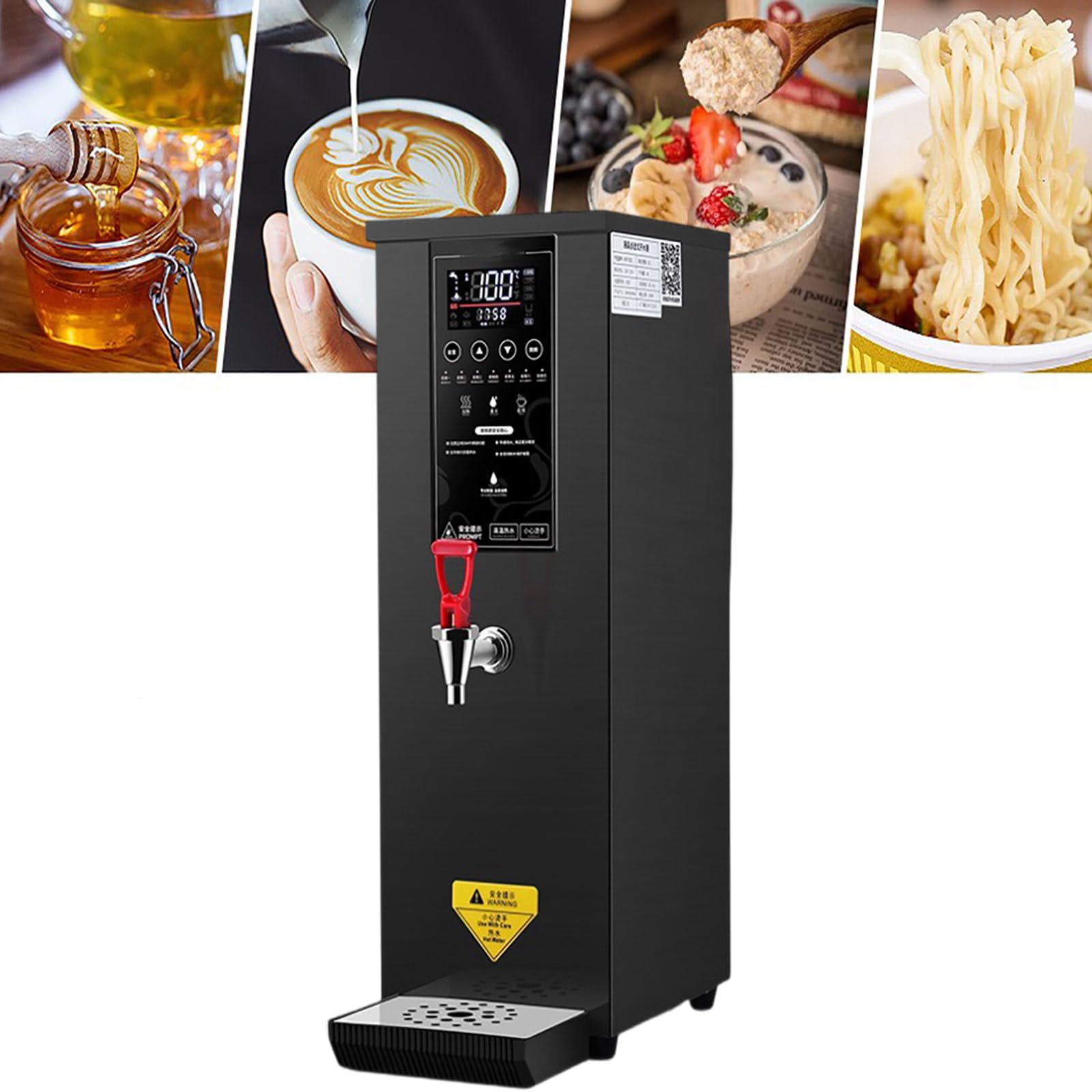 8l Large Commercial Hot Water Dispenser, Stainless Steel Hot Drink Dispenser, Water Output: 60l/H + One-Time Water Output: 8l, for Catering, Office, Parties,Black