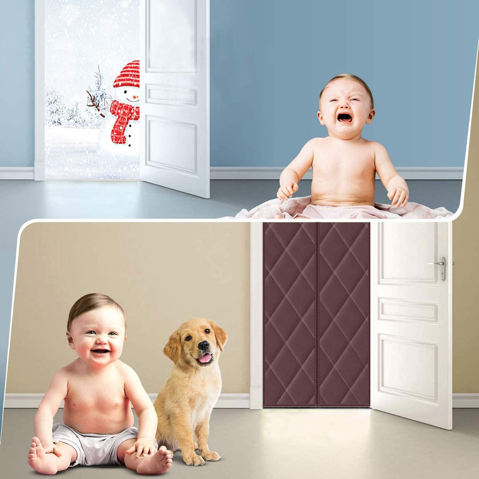Magnetischer Wärmeisolierender Türvorhang 80x200 Cm – Selbstklebend, Schalldämmend, Für Küche & Wohnzimmer