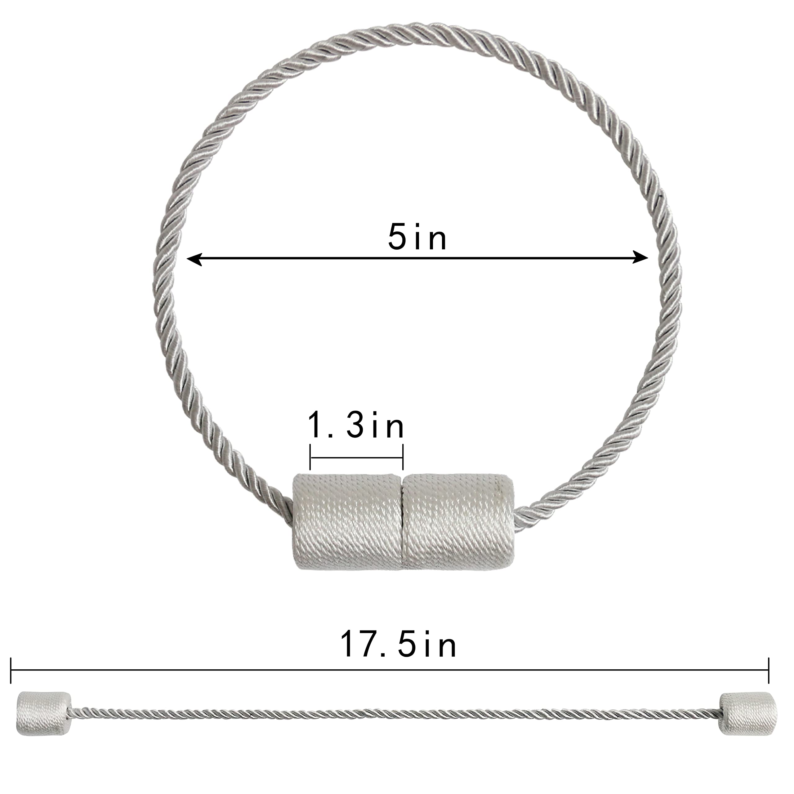 Confezione da 4 fermatende magnetici fermatende con cordino torto più spesso e magnete forte per tende