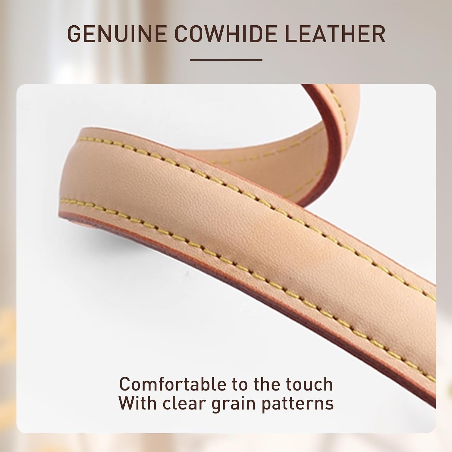 Doxo Genuine Vachetta Leather Short Shoulder Strap - 0.7'' W x 24.8'' L Replacement Straps for LV Graceful Tote, Speedy 20 30, Alma & Dauphine Bags (Beige)