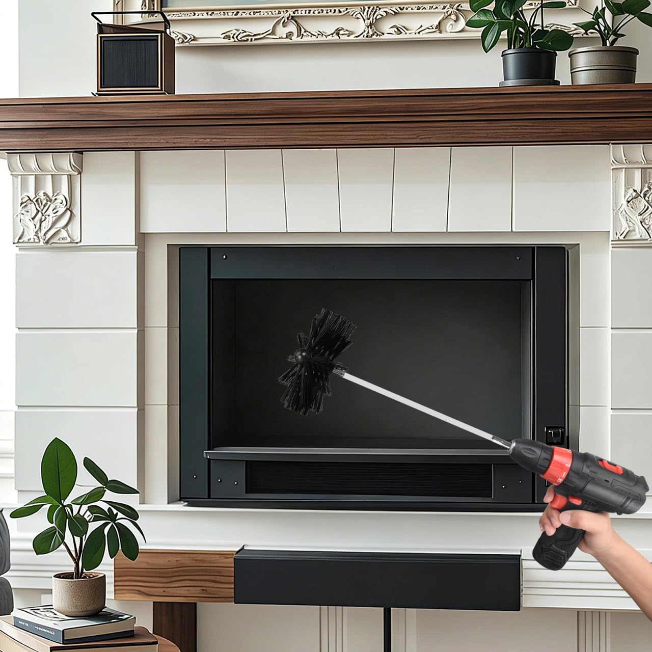 MAGICLULU Chimney Sweep Pro Kit, 30ft Interlocking Rods with 6” Dual Brush Heads, Efficient Dryer Vent and Air Duct Cleaner, Reusable Fireplace Maintenance System