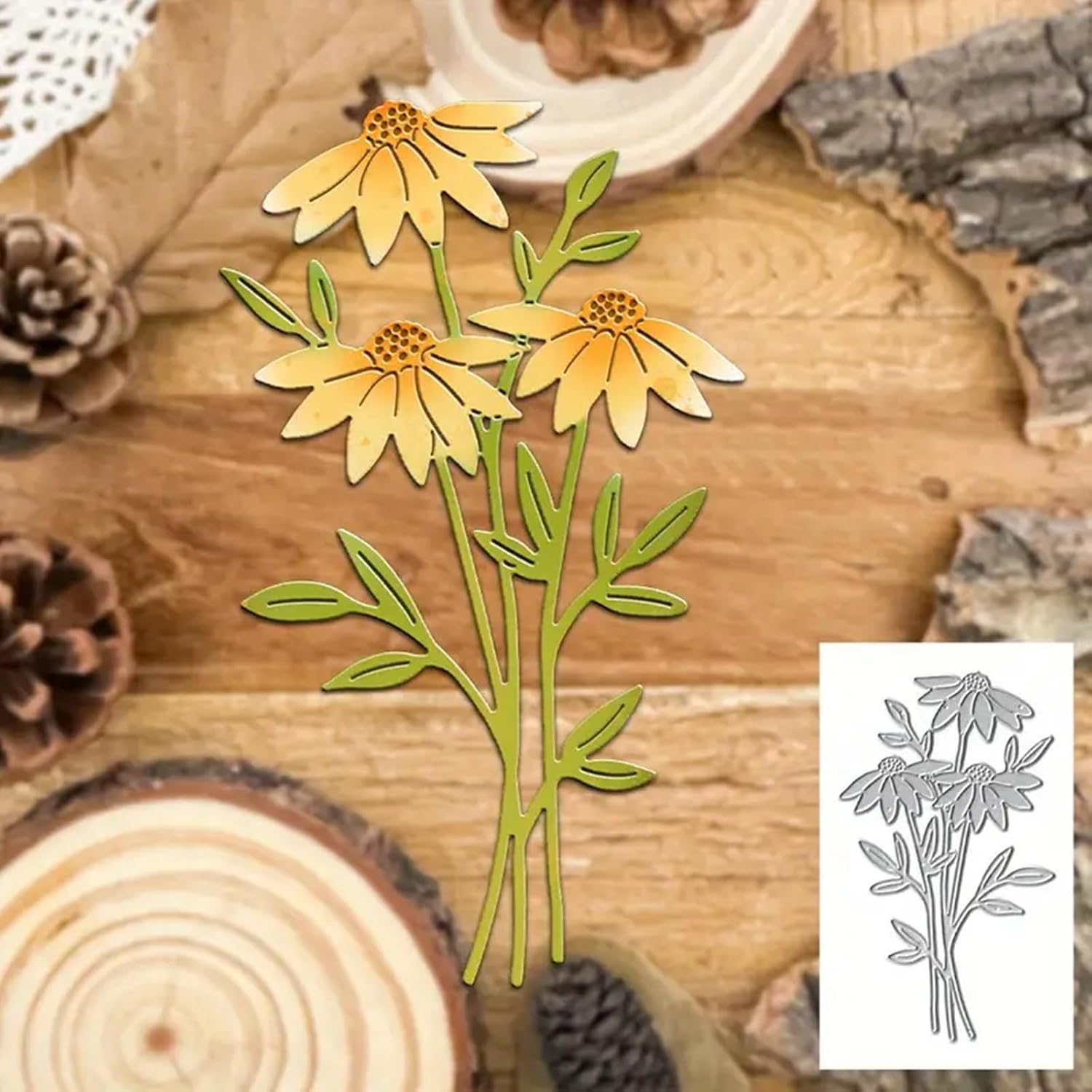 Plant Coneflower Metal Die Cuts, Daisy Flowers Leaves Wedding Cutting Dies Cut Stencils for DIY Photo Decorative Embossing Paper Dies for Scrapbooking Card Making