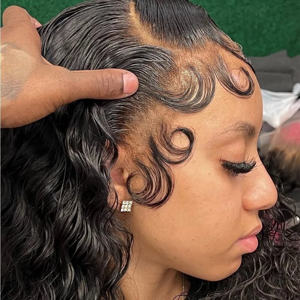 Fake Edges Human Hair Lace Baby Hair Edges Hair Strips HD Swiss Lace Hairline Human Hair Strips Lace Edges for black women(2Pcs, natural color)