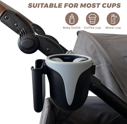 Miniatura 4 de Portavasos para cochecito con soporte para teléfono, portavasos para cochecito Uppabababy, soporte universal 2 en 1 para cochecito, bicicleta, silla