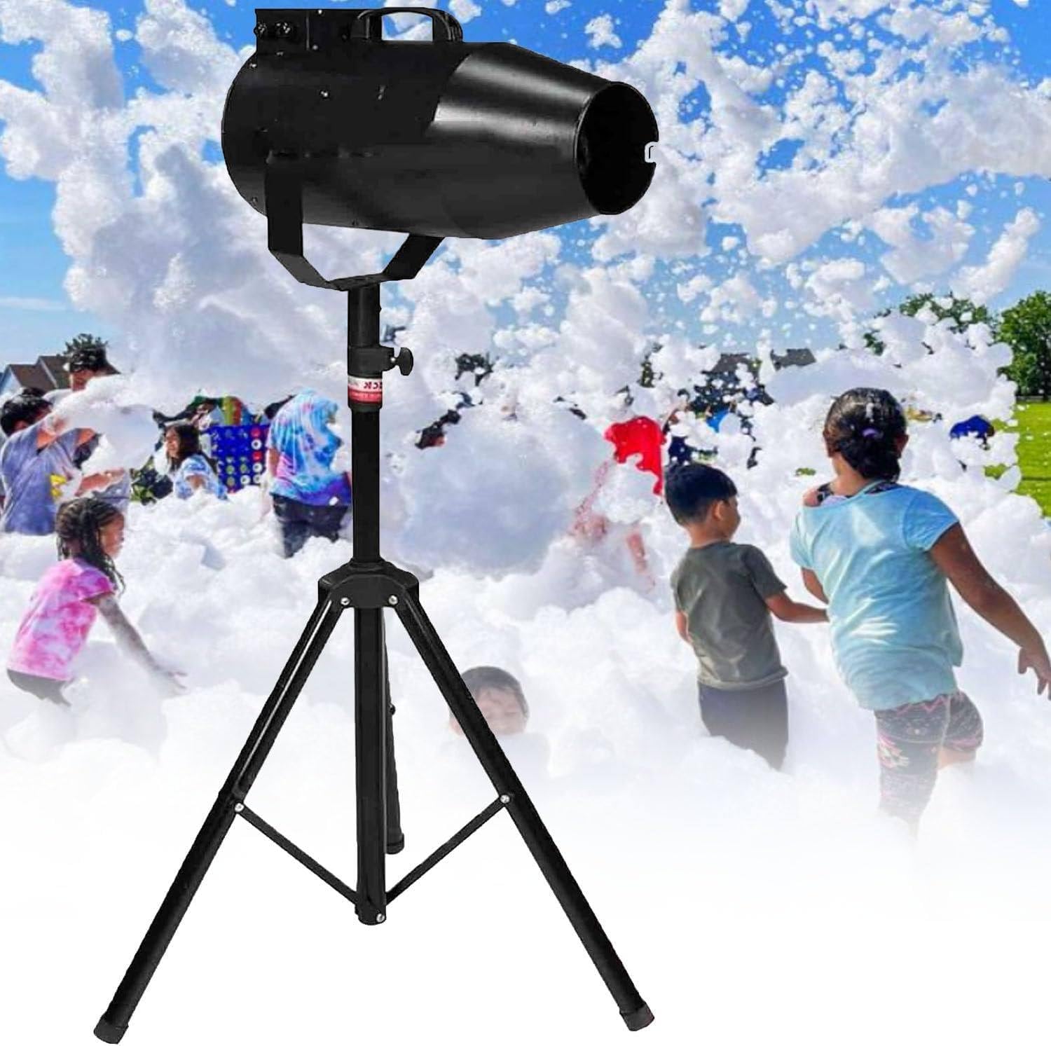 Macchina per Schiuma, Macchina per Schiuma per Feste per Bambini, Macchina per Schiuma Portatile, Distanza 6-10 M/Area 80 M, con Treppiede E Pompa dell'Acqua, Angolo Regolabile